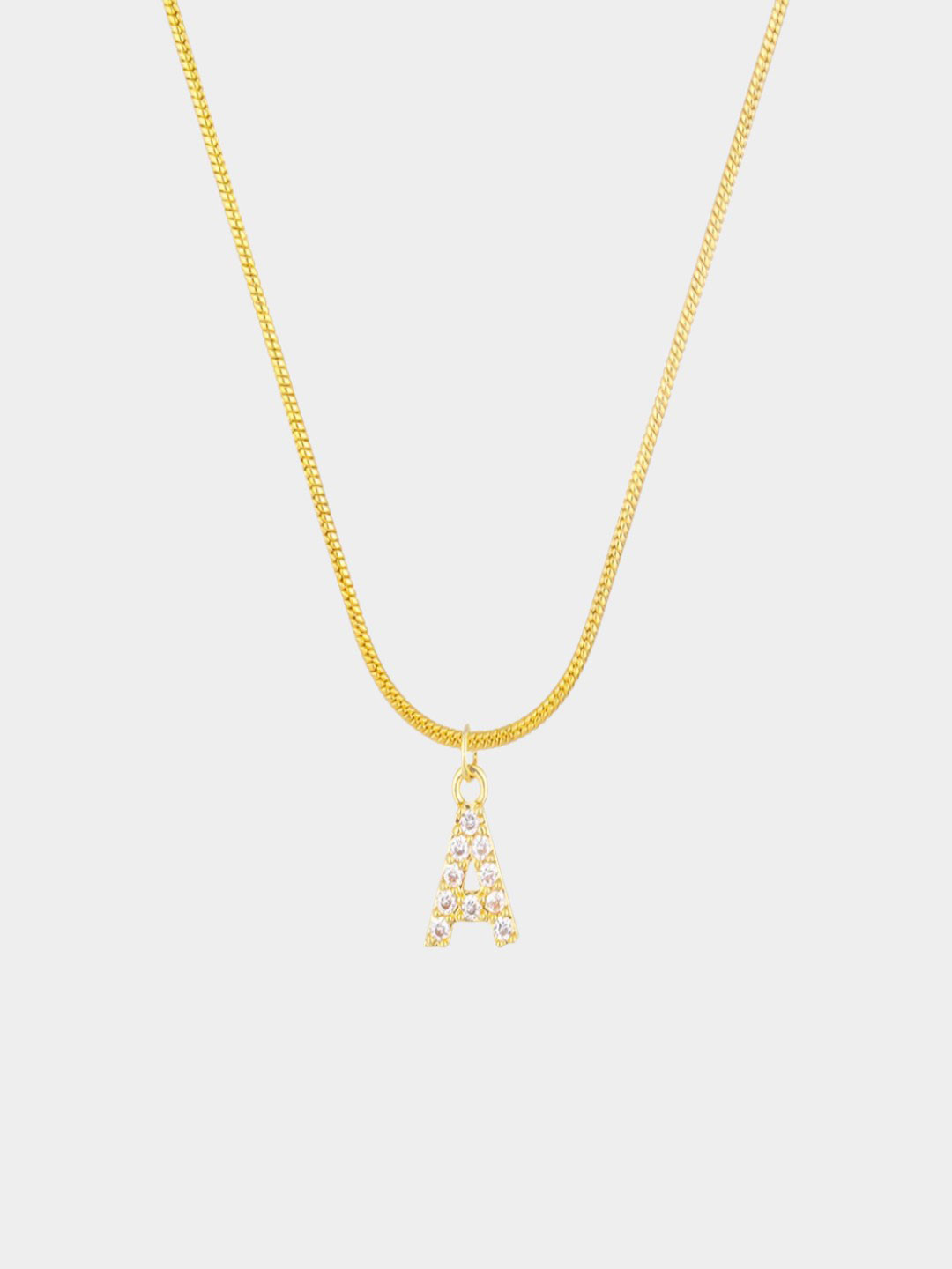 AQUASTREET 18K Gold Plated Anti-Tarnish Zircon Initial Letter A Pendant Necklace