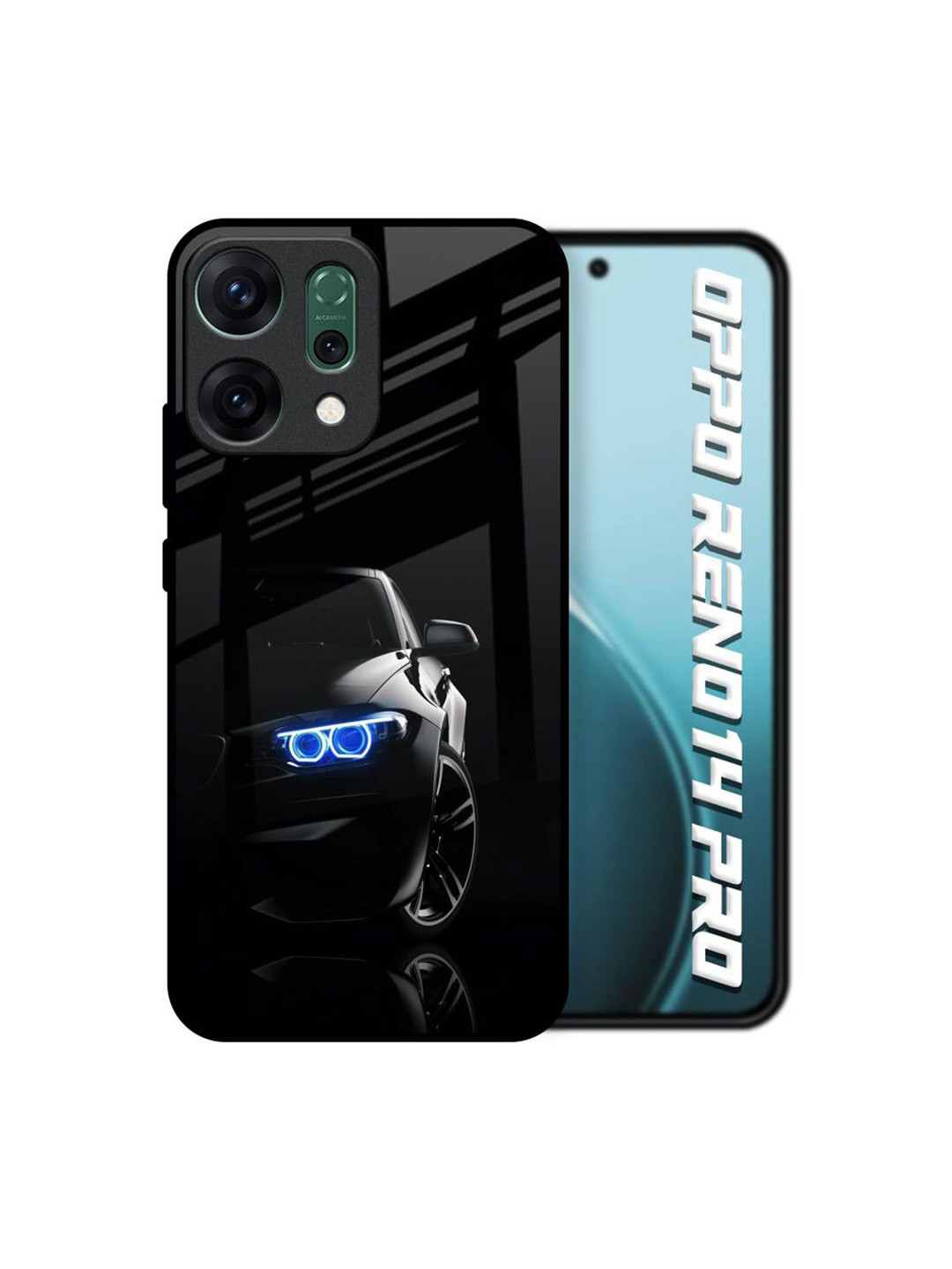 QRIOH Car In Dark Printed Oppo Reno14 Pro 5G Glass Back Case Mobile Accessories