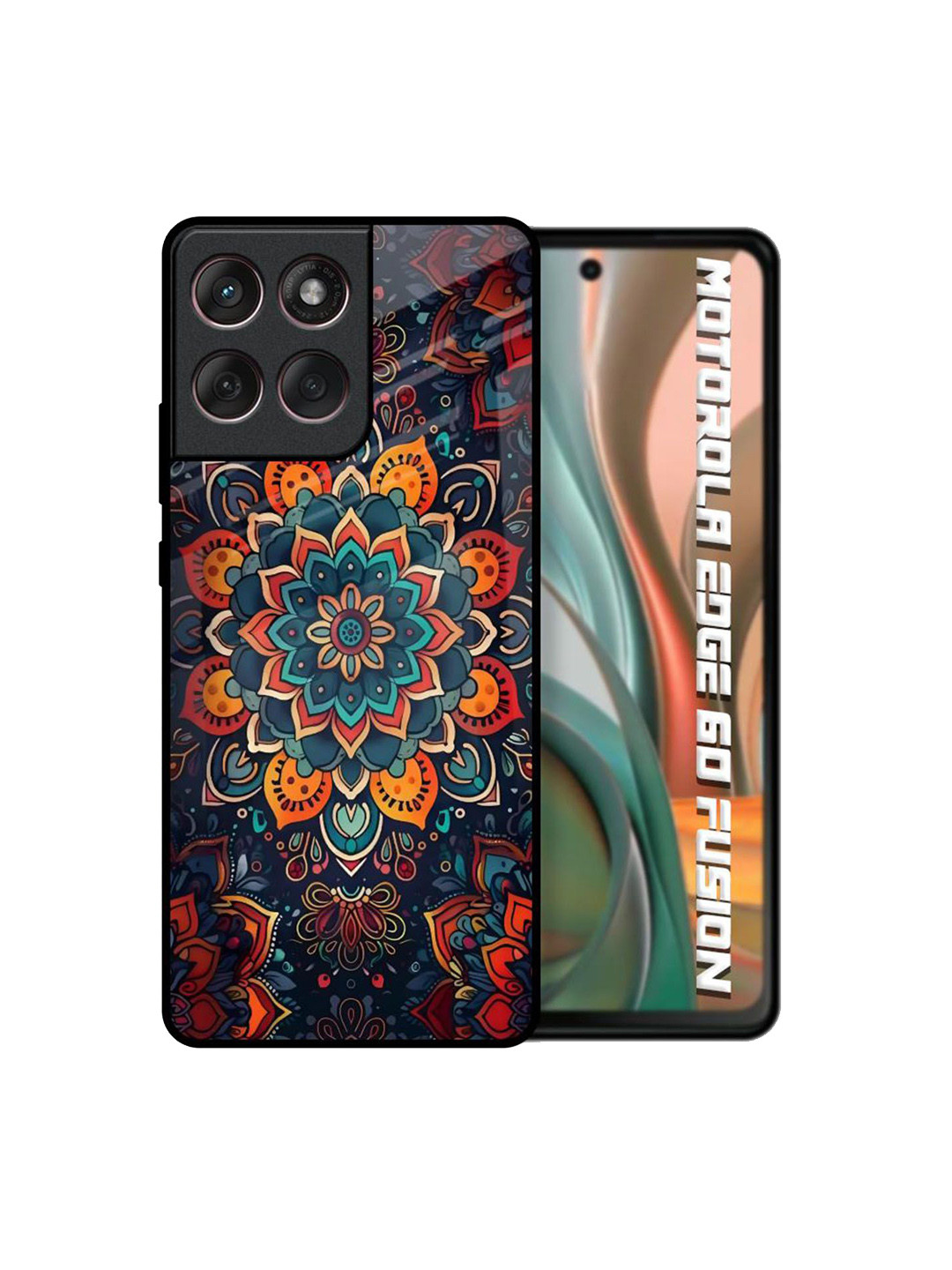 QRIOH Boho Orbit Printed Motorola Edge 60 Fusion Glass Back Case Mobile Accessories