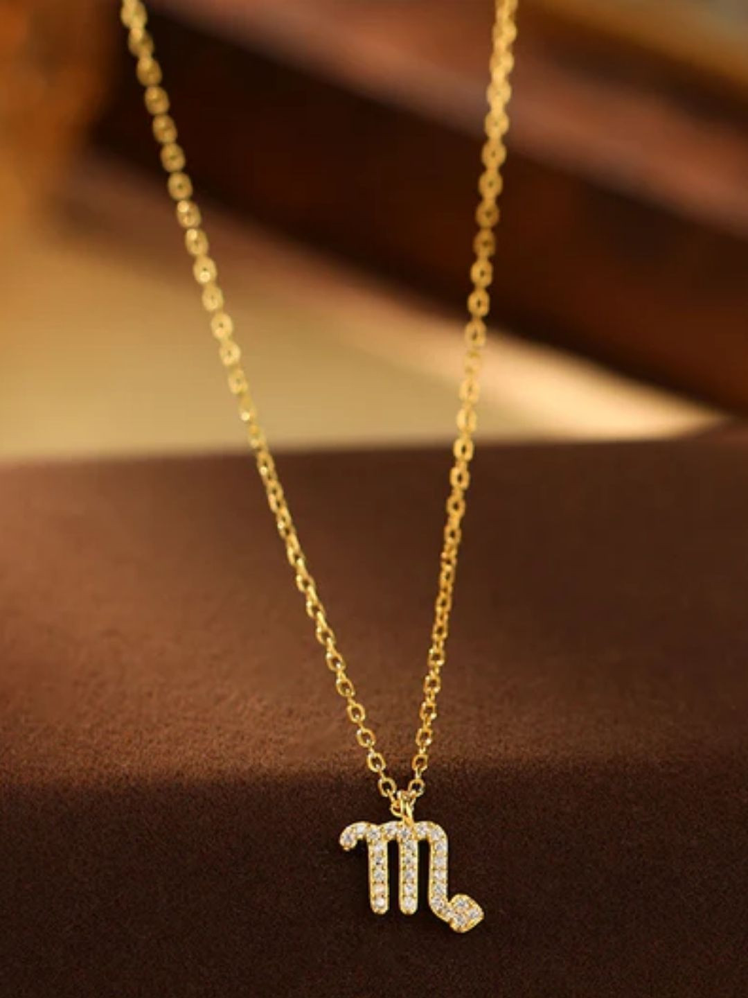 FAB COUTURE Gold-Plated CZ Studded Contemporary Scorpio Pendants with Chains