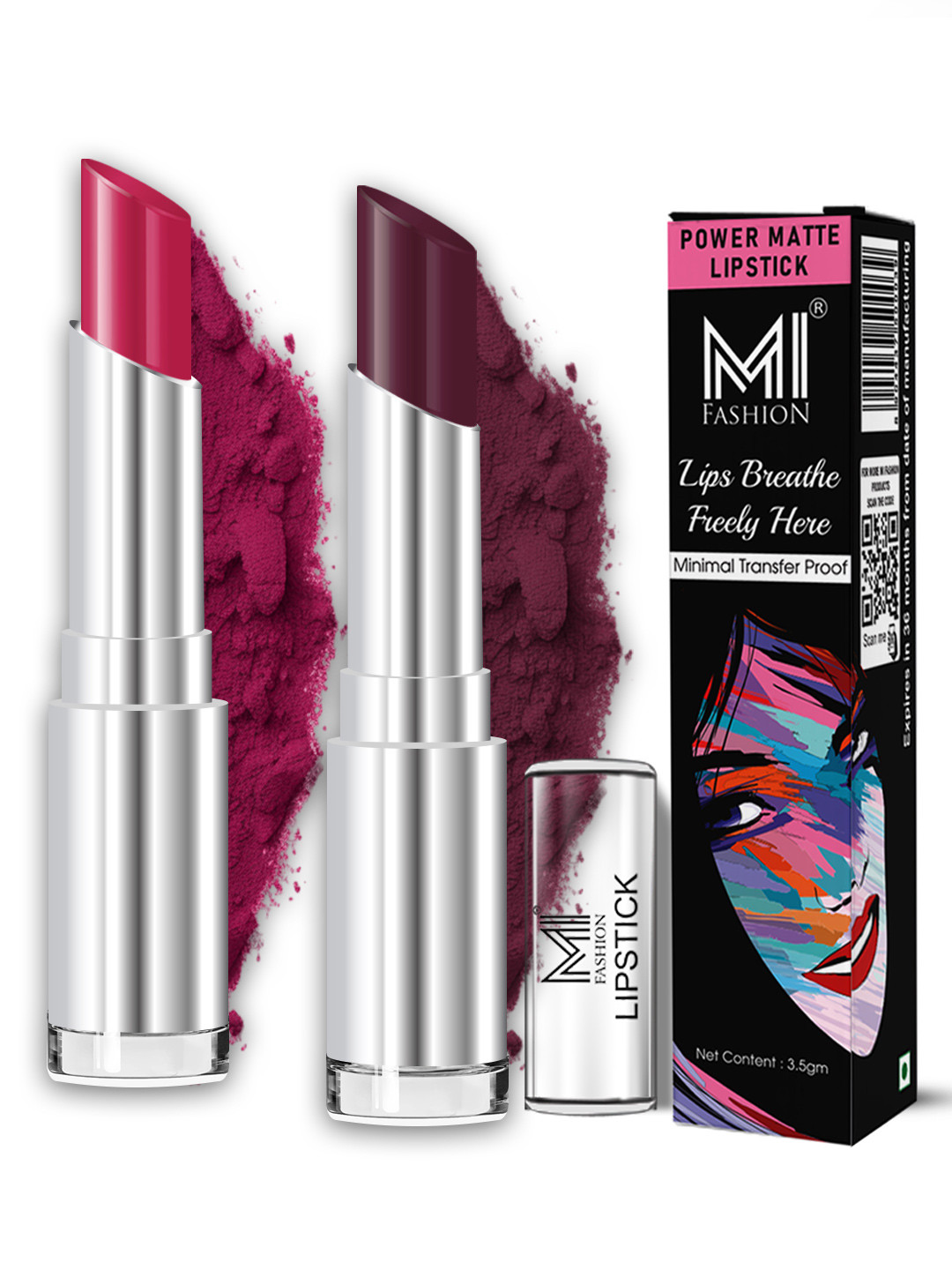 MI FASHION Set of 2 Trendy Transfer Proof Stay Lip Color 3.5g Each -Shade No - 01- 06