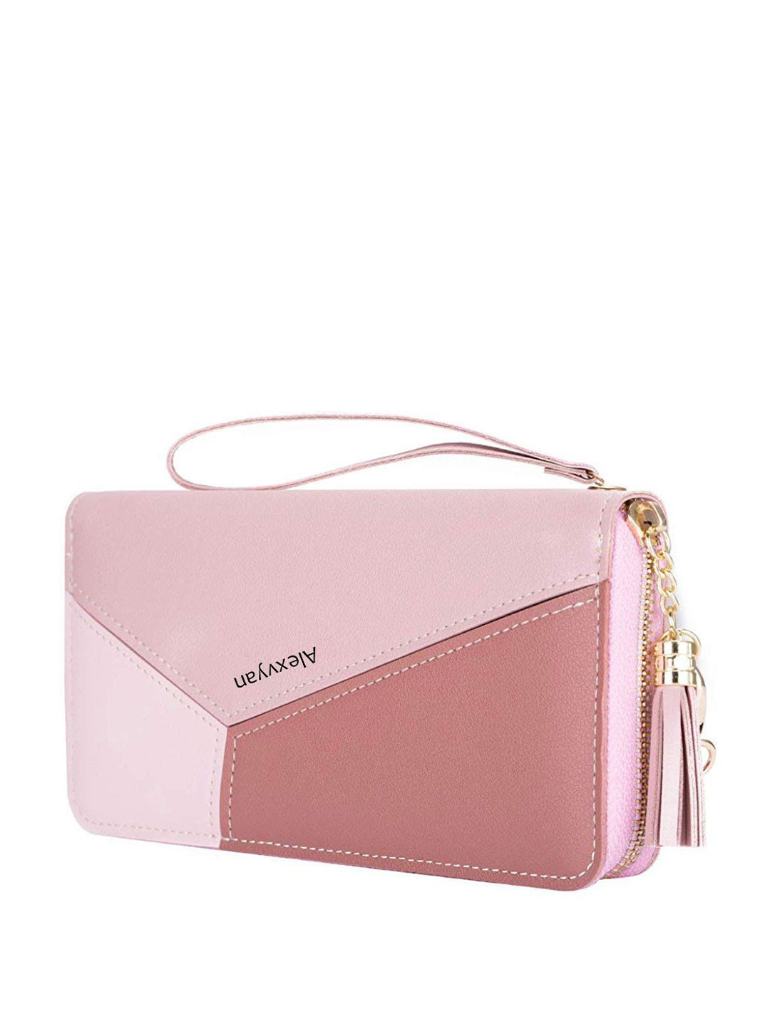 Alexvyan Women Pink Colourblocked Zip Around PU Zipper Wallet