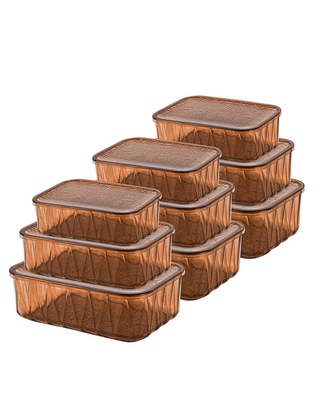 Kuber Industries Brown 9 Pieces Food Storage Containers With Lid