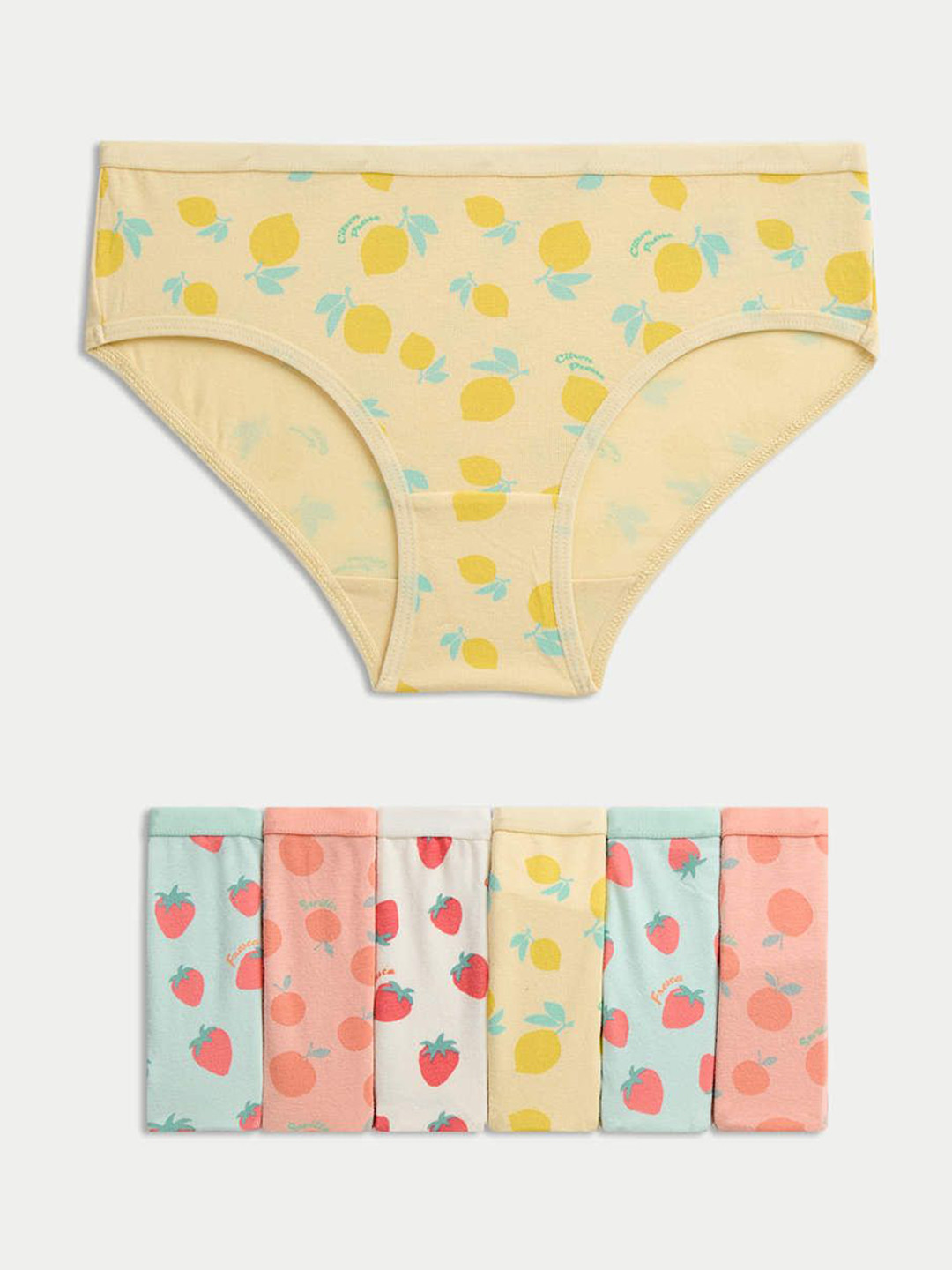 Marks & Spencer Girls Pack Of 7 Fruit Printed Hipster Briefs