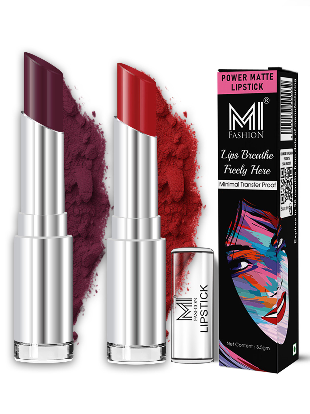 MI FASHION Pack of 2 Super Matte Long Lasting Smooth Finish Lip Color Duo