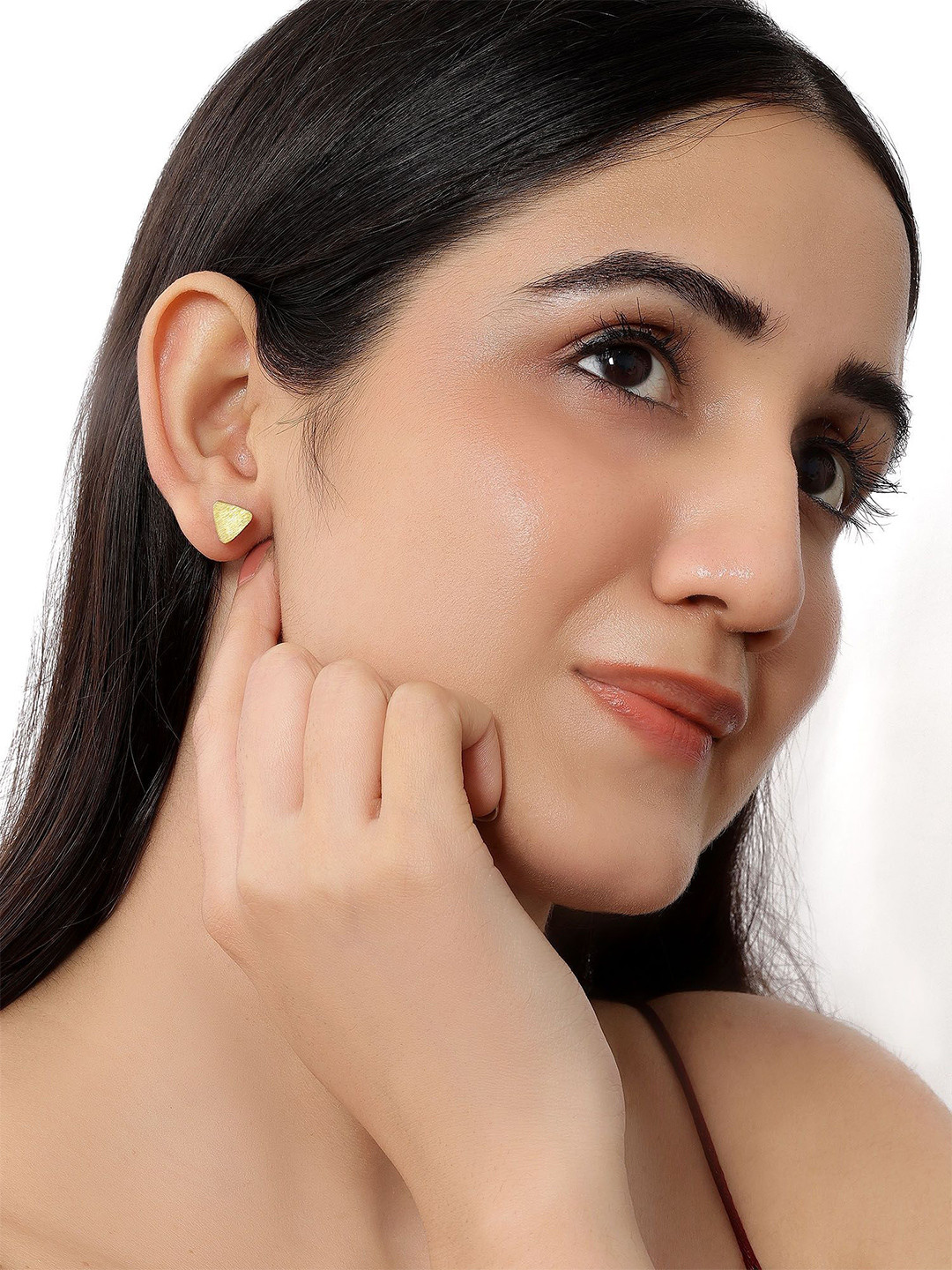 Tweov Gold-Plated Silver Triangular Stud Earrings