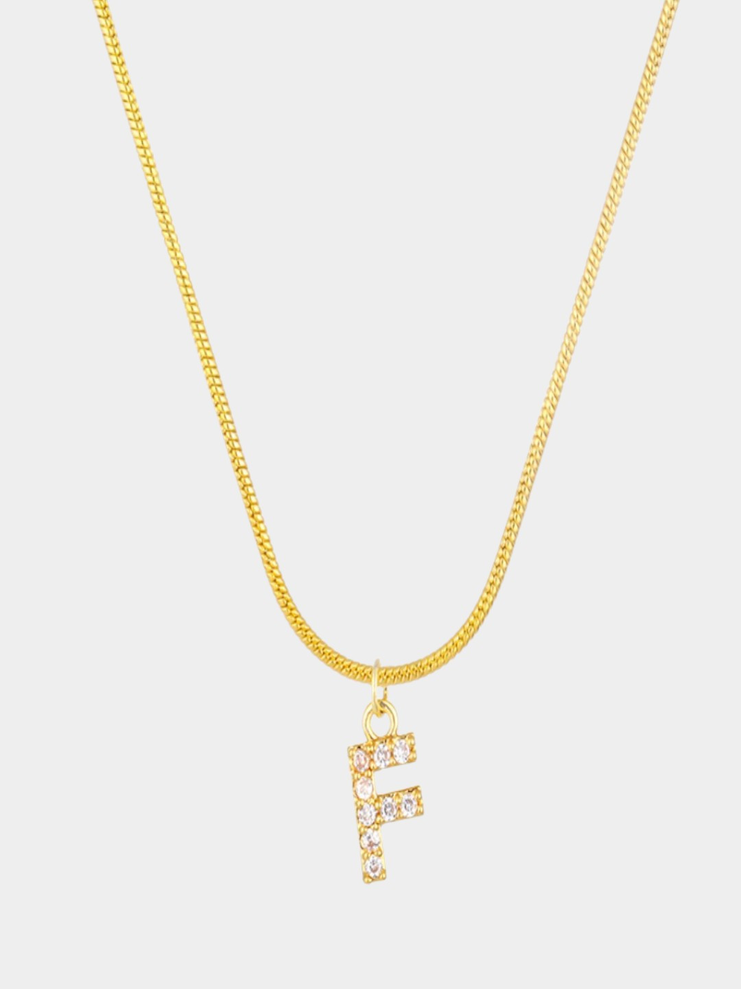 AQUASTREET 18K Gold Plated Anti-Tarnish Zircon Initial Letter F Pendant Necklace