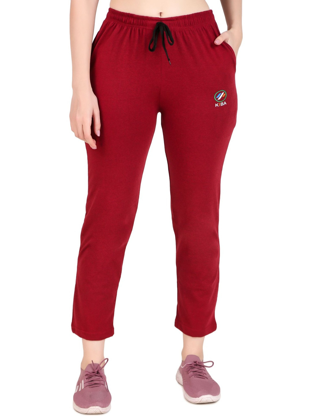 KIBA Women Regular Fit Casual Cotton Blend Track Pants