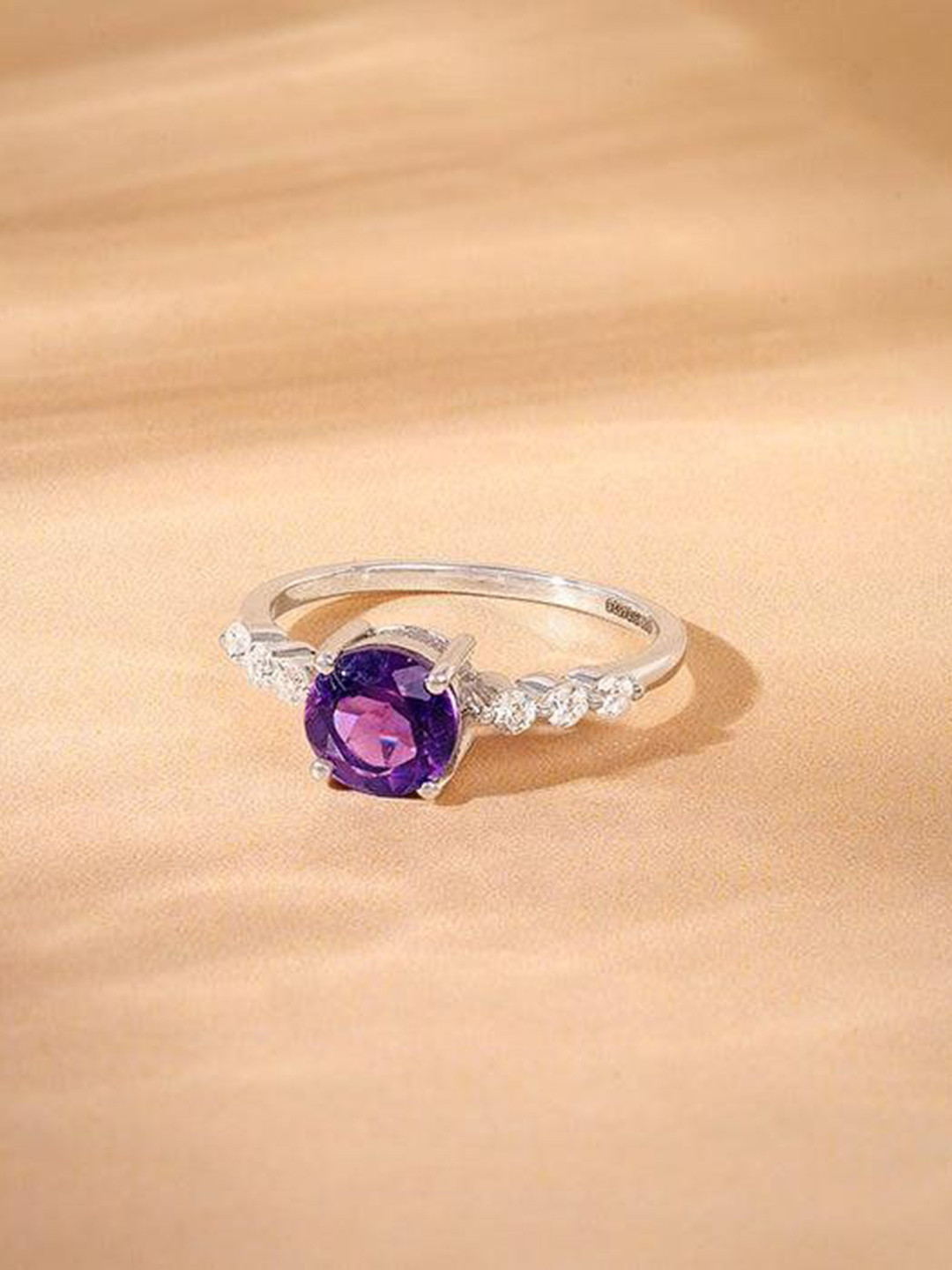 GIVA Silver Amethyst Spark Ring