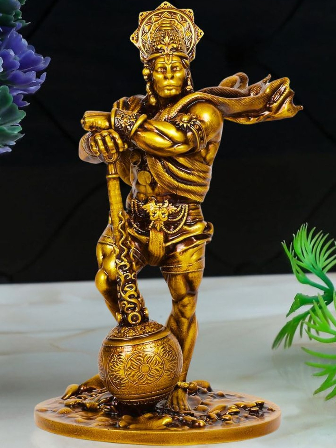 Tiny Shiny Gold Hanuman Ji Murti Idol