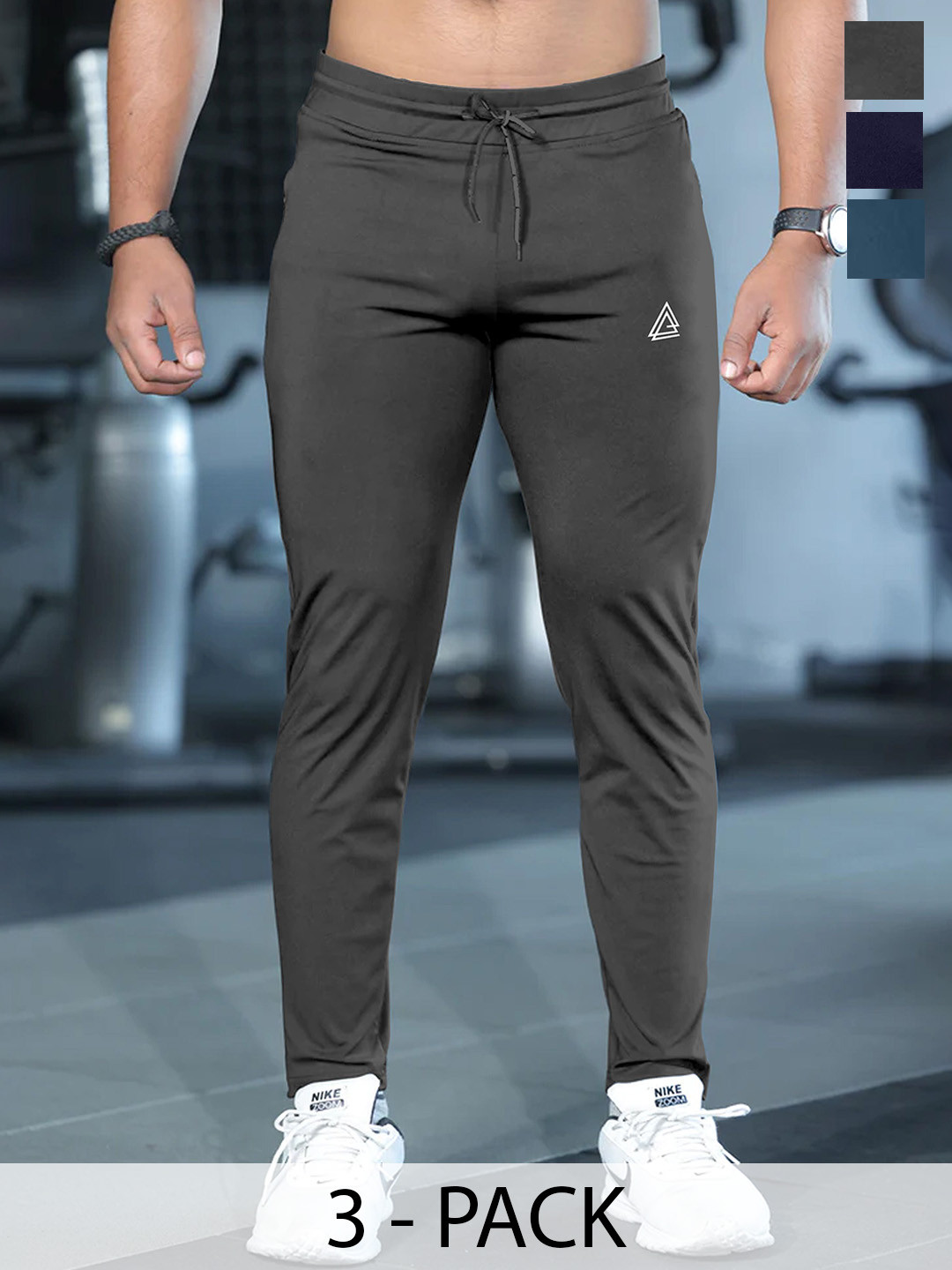 FTX Men Pack Of 3 Low-Rise Dry Fit Track Pants