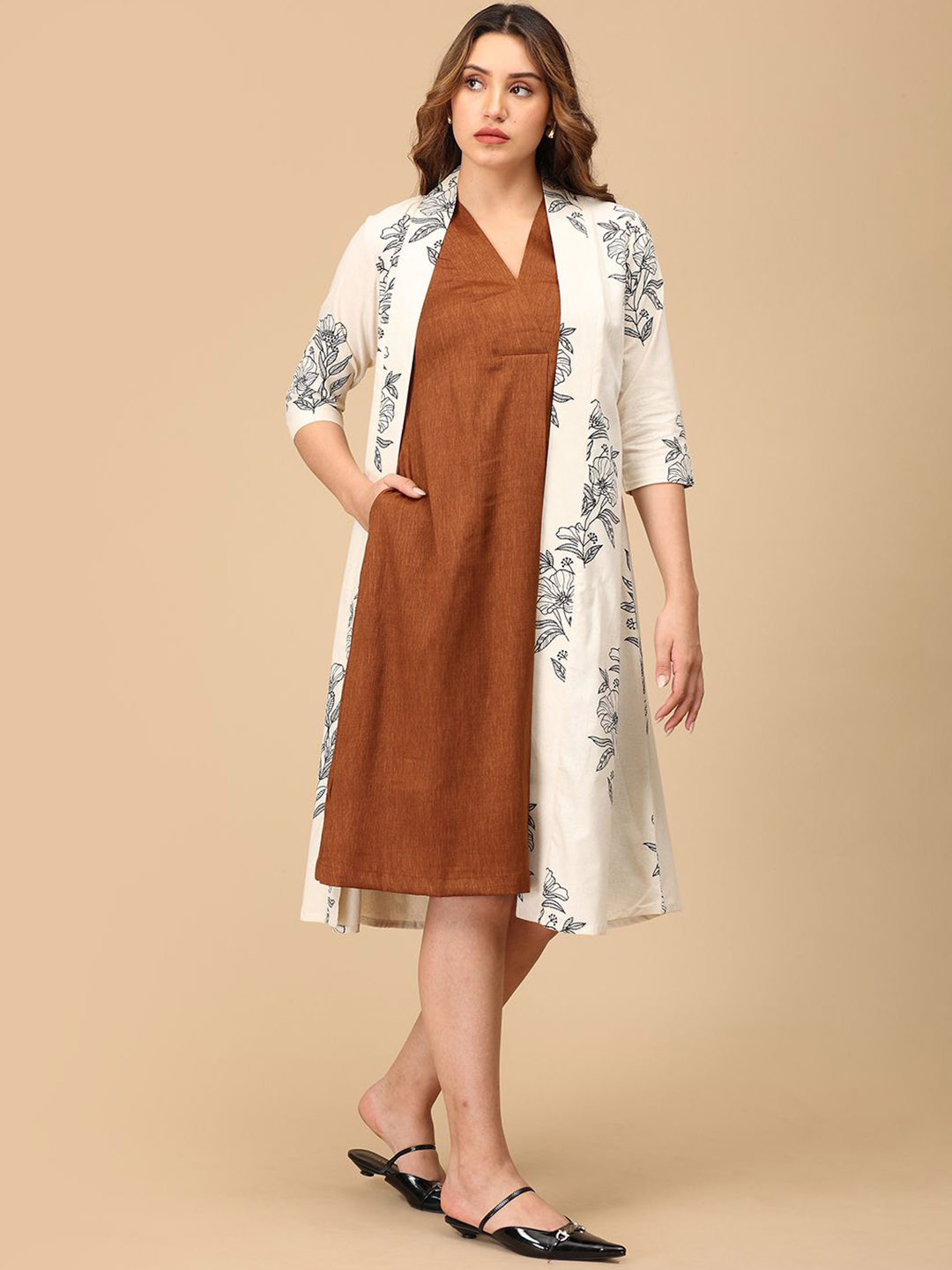 The Woman Store Women Cotton Printed Shacket Dress