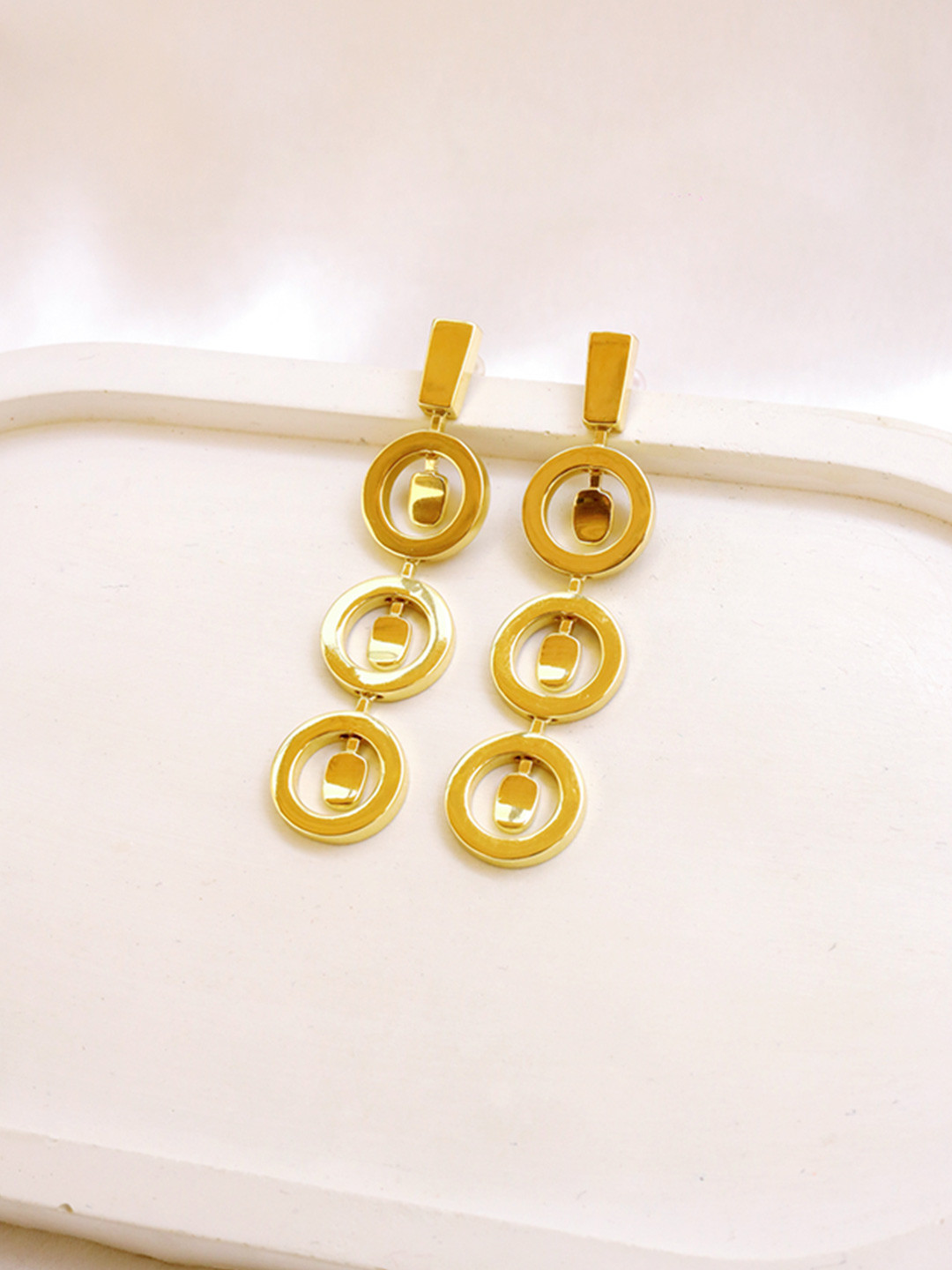 Perfectly Average Women 18K Gold Plated Open Circle Hanging Earrings