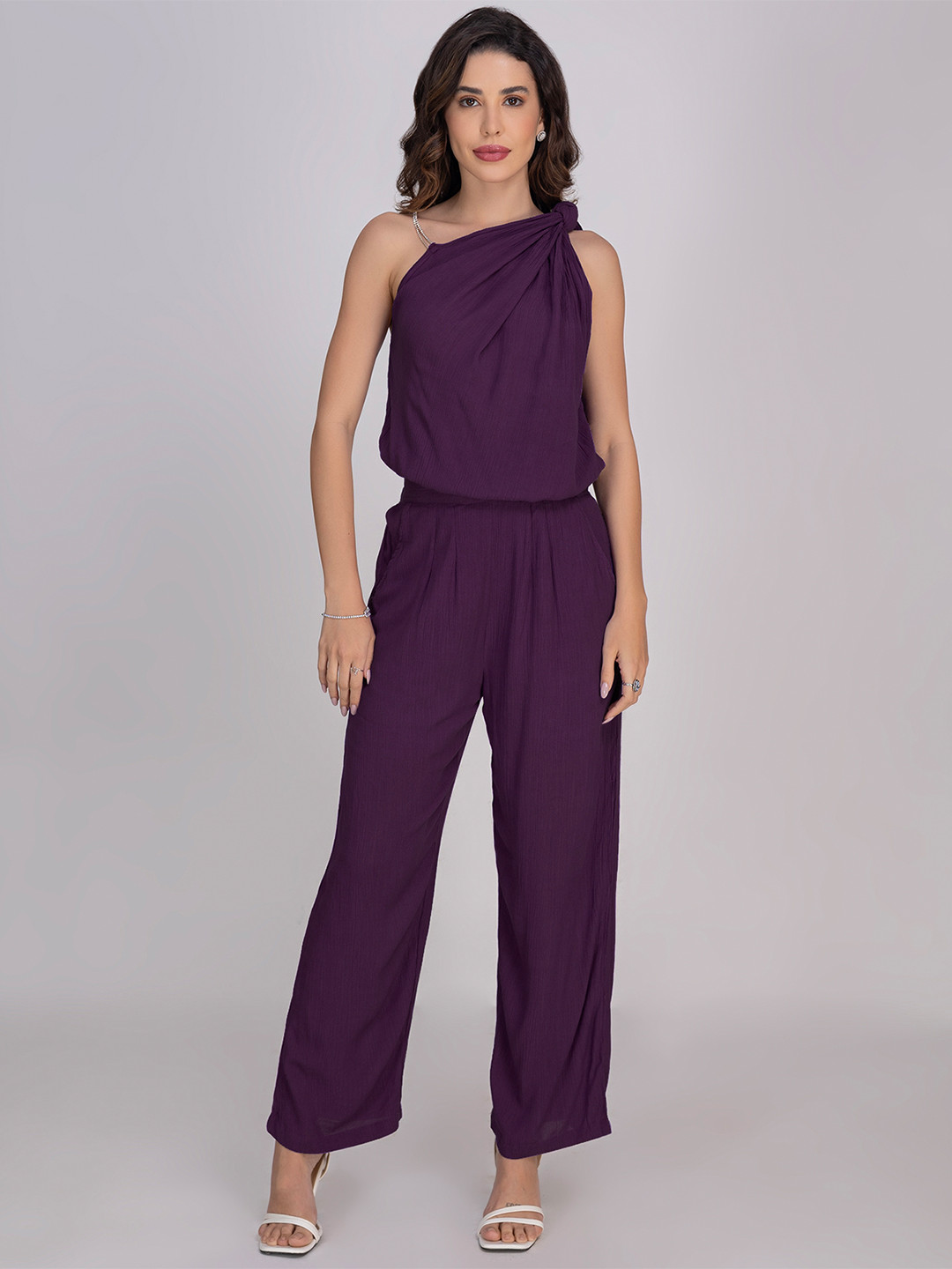 Moomaya Knot Style Neck Balloon Top With Trousers Co-Ord