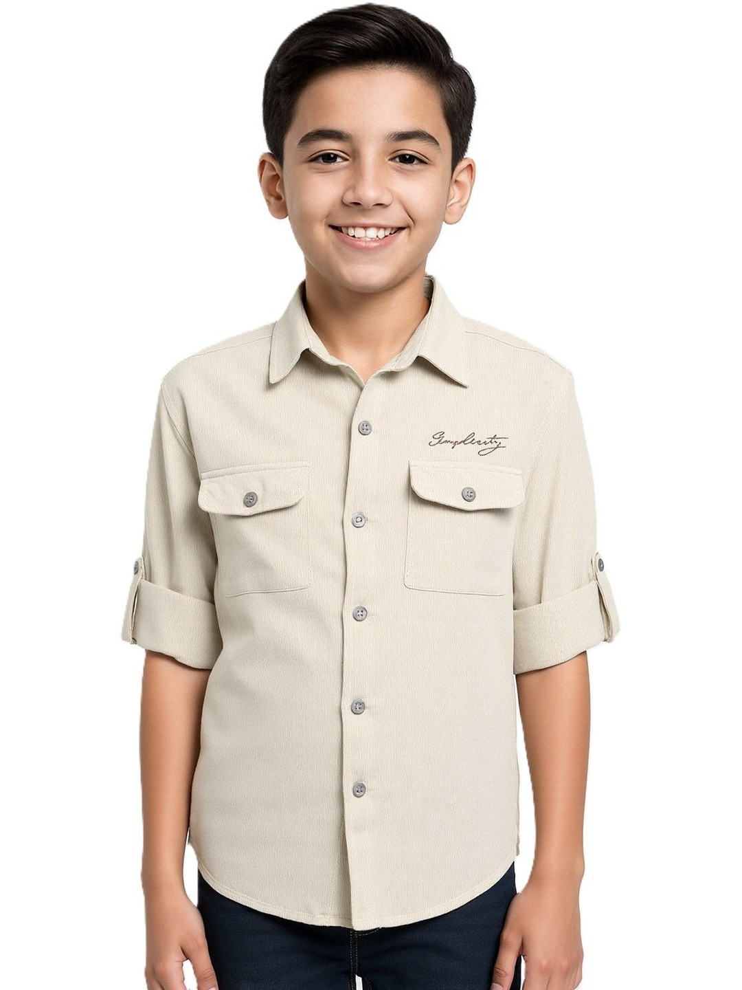 CAVIO Boys Cream Cotton Shirt