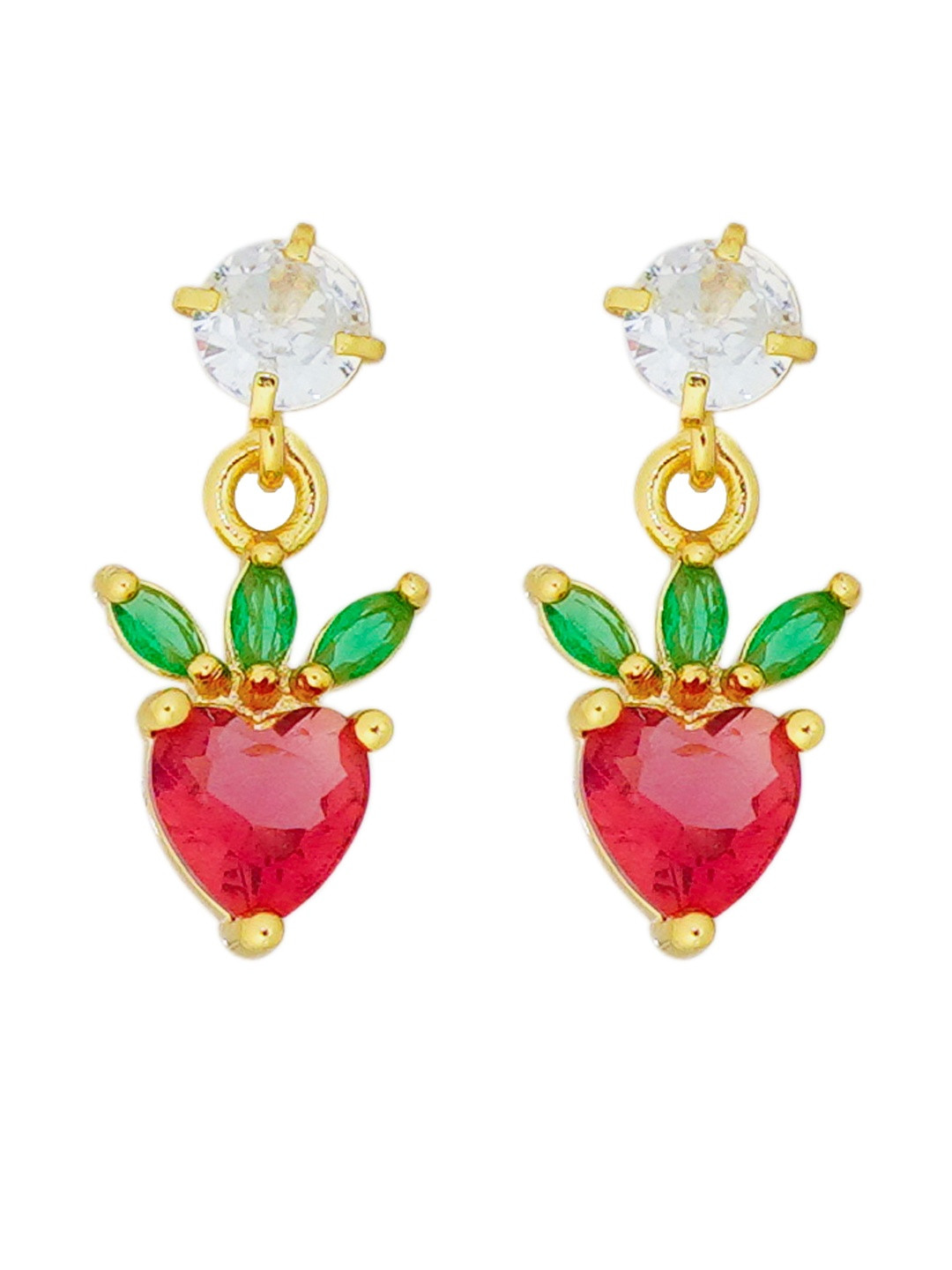 INTERSTELLAR Gold Plated Strawberry Shaped Studs Earrings