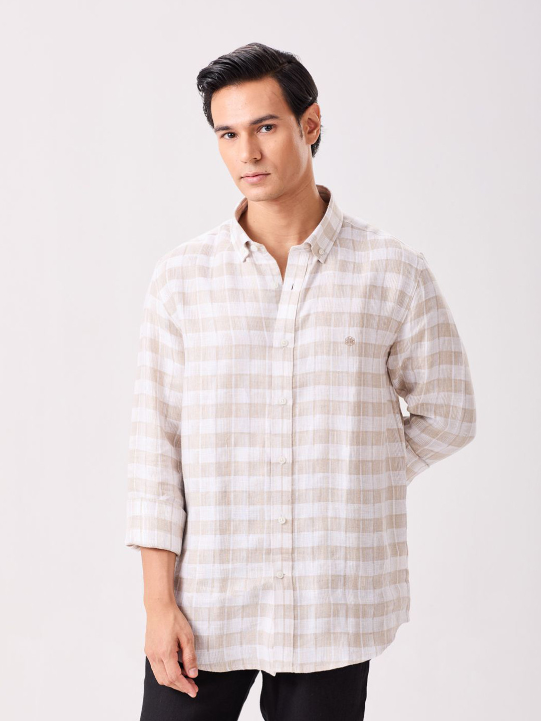 MH&Y Checked Long Sleeves Linen Shirt