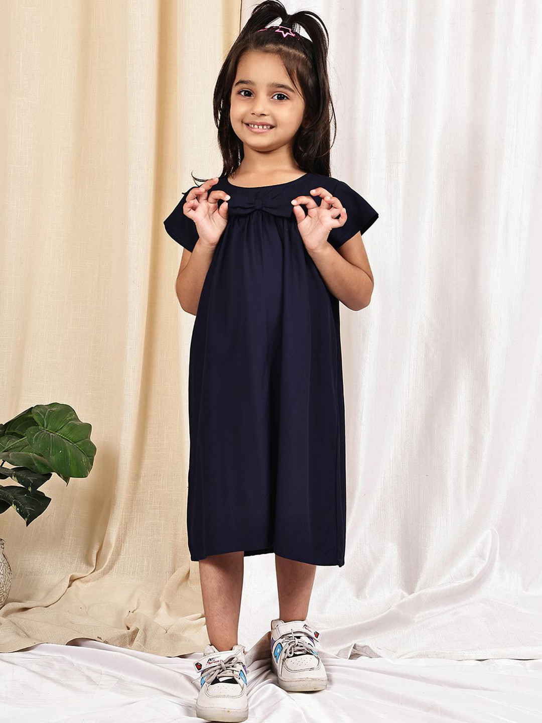 thkgrlz Girls A-Line Midi Dress with Bow