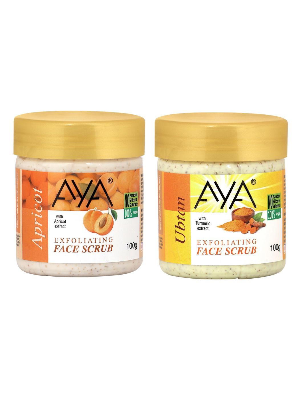 AYA Set of Apricot & Ubtan Exfoliating Face Scrubs - 100 ml Each