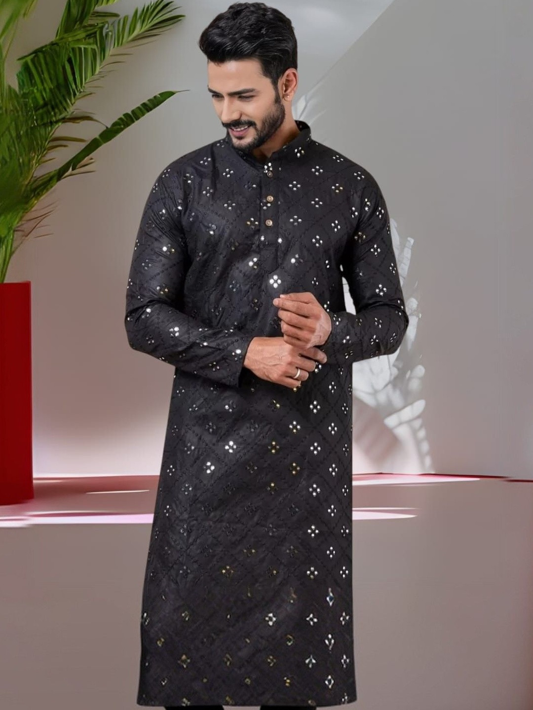 COSTLY TEX Men Floral Printed Cotton Kurta