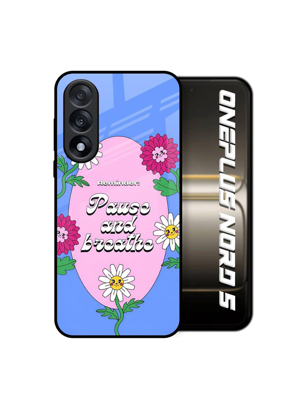 QRIOH Smell Like Floral Printed OnePlus Nord 5 5G Glass Back Case Mobile Accessories