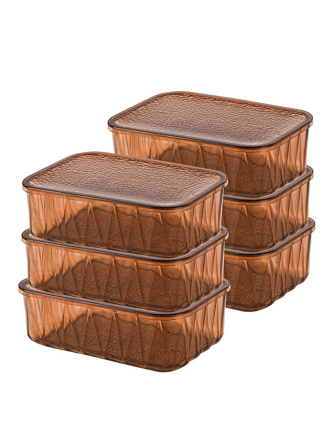 Kuber Industries Brown 6 Pieces Food Storage Containers 2.7L Each With Lid