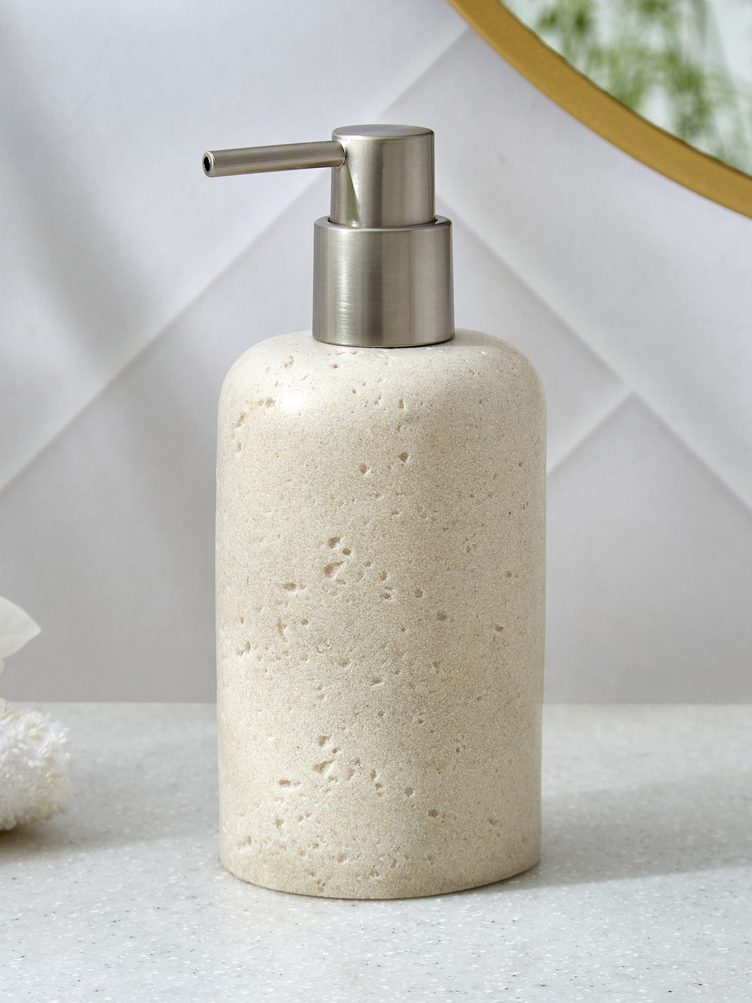 Home Centre Senegal Venice Beige & Silver Toned Soap Dispenser 380ml