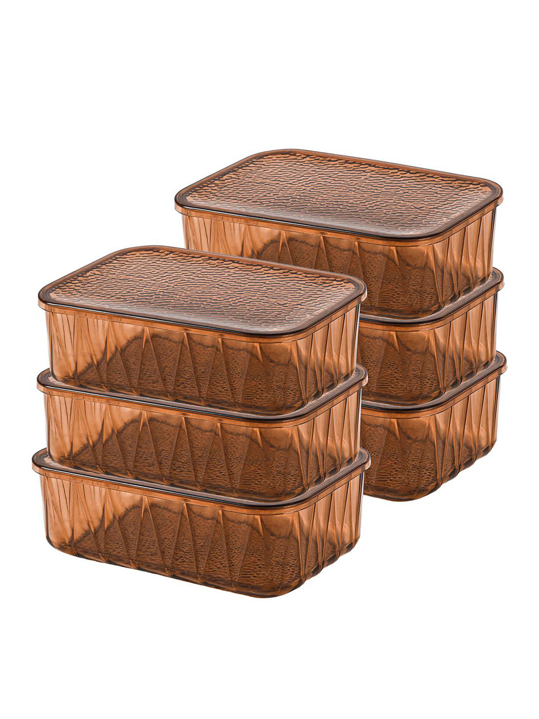 Kuber Industries Brown 6 Pieces Food Storage Containers 4.6L Each With Lid
