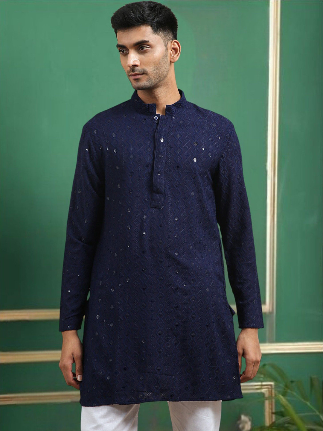 TATTVA Men Embroidered Thread Work Brocade Kurta