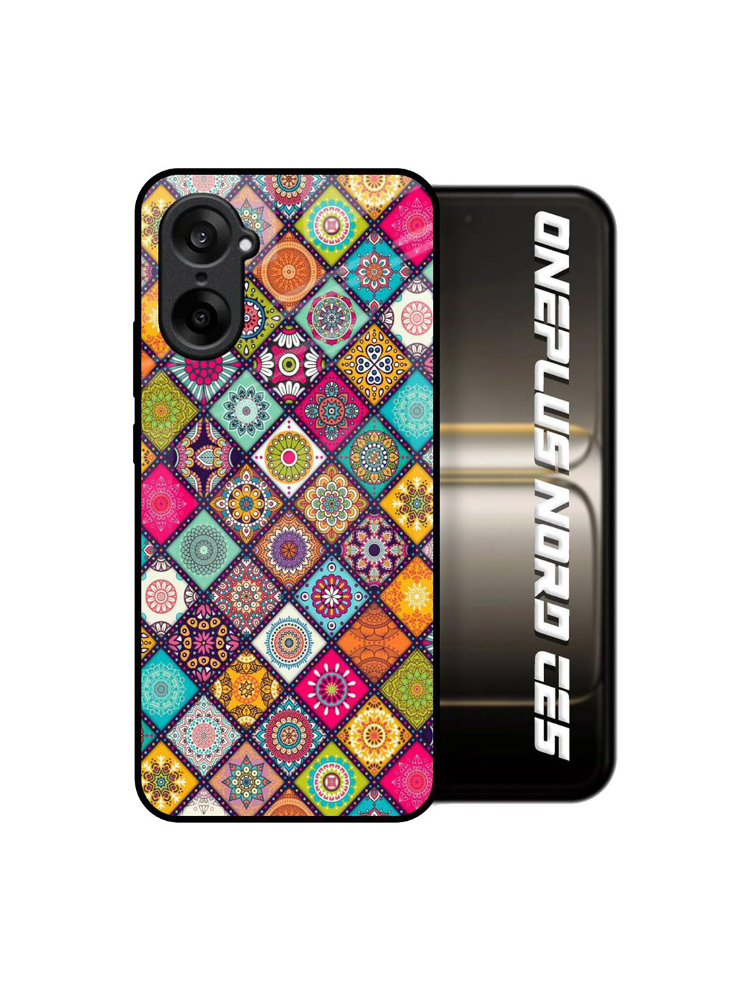QRIOH Multicolor Mandala Printed OnePlus Nord CE5 5G Glass Back Case Mobile Accessories