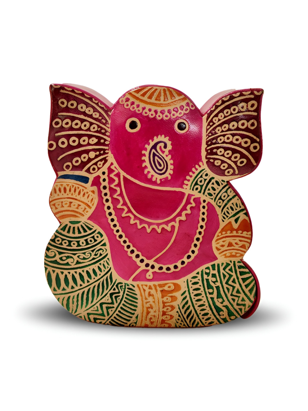 MAATIR DESIGNS Printed Leather Ganesha Coin Box