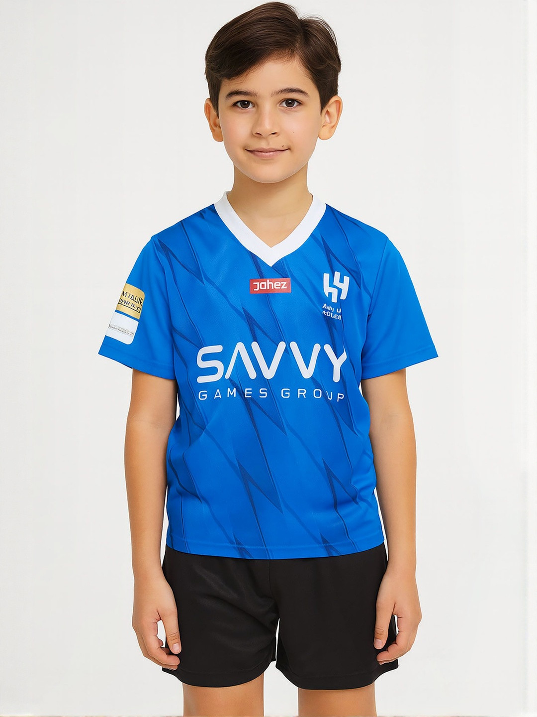 dostitch Boys Al Hilal Club Neymar Jr. Home Football Jersey & Shorts Set