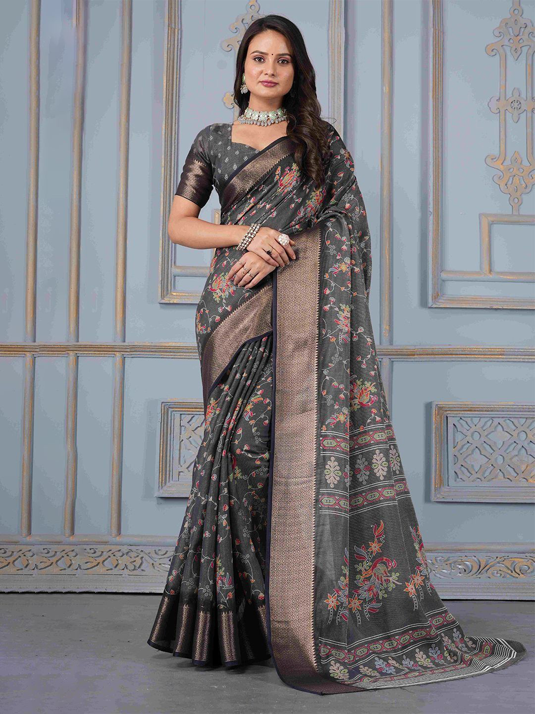 Swaraas Ethnic Motifs Zari Saree With Bloue Piece