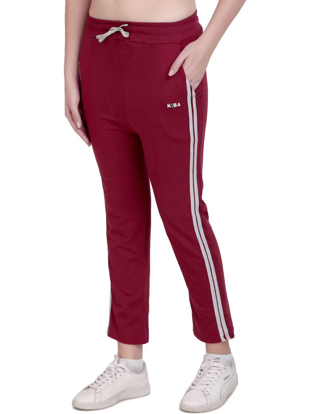 KIBA Women Maroon Cotton Blend Track Pants