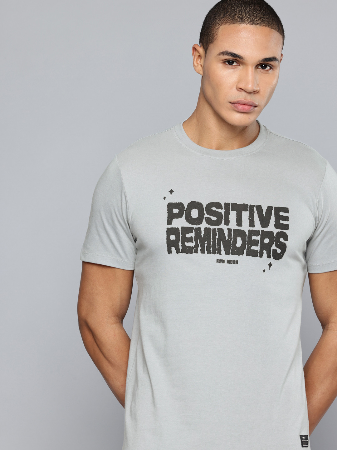 Flying Machine Typographic Puff Printed Casual T-shirt
