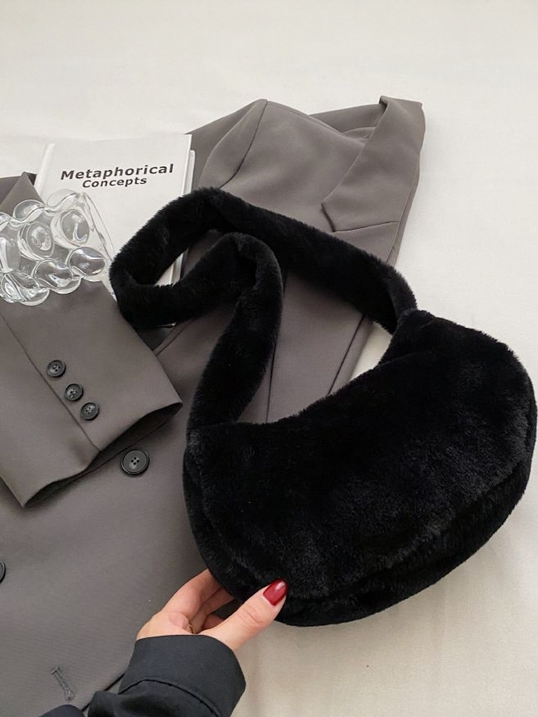 CORSICA Women Black Suede Shopper Shoulder Bag