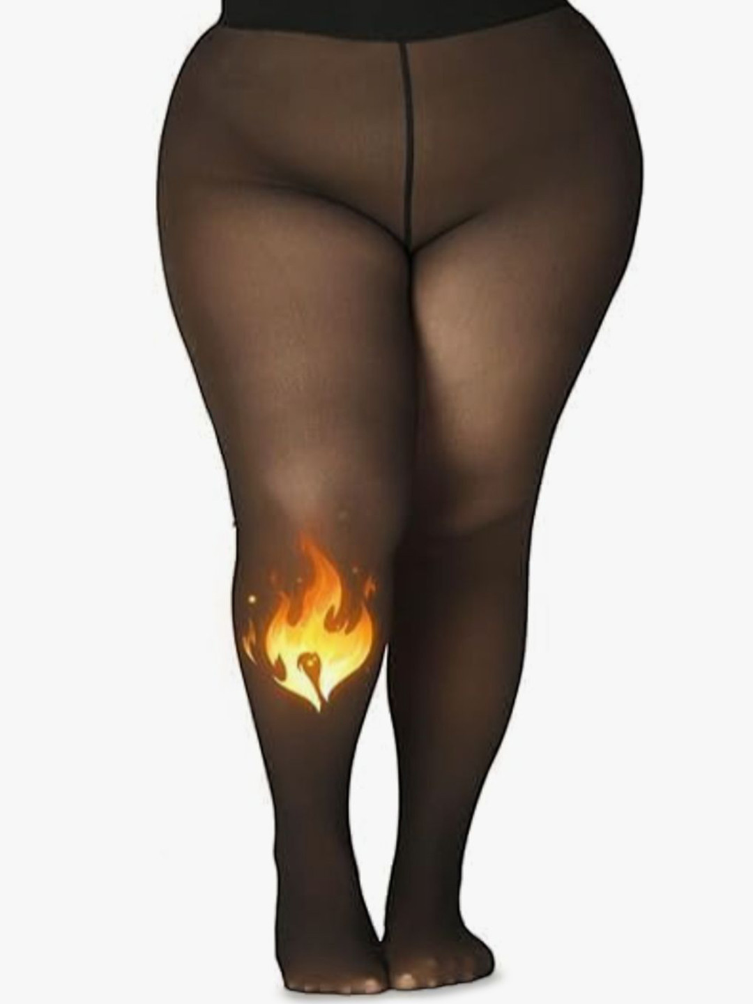 G Heist Plus Size Dual-Tone Sheer Fleece Winter Fur Pantyhose Stockings