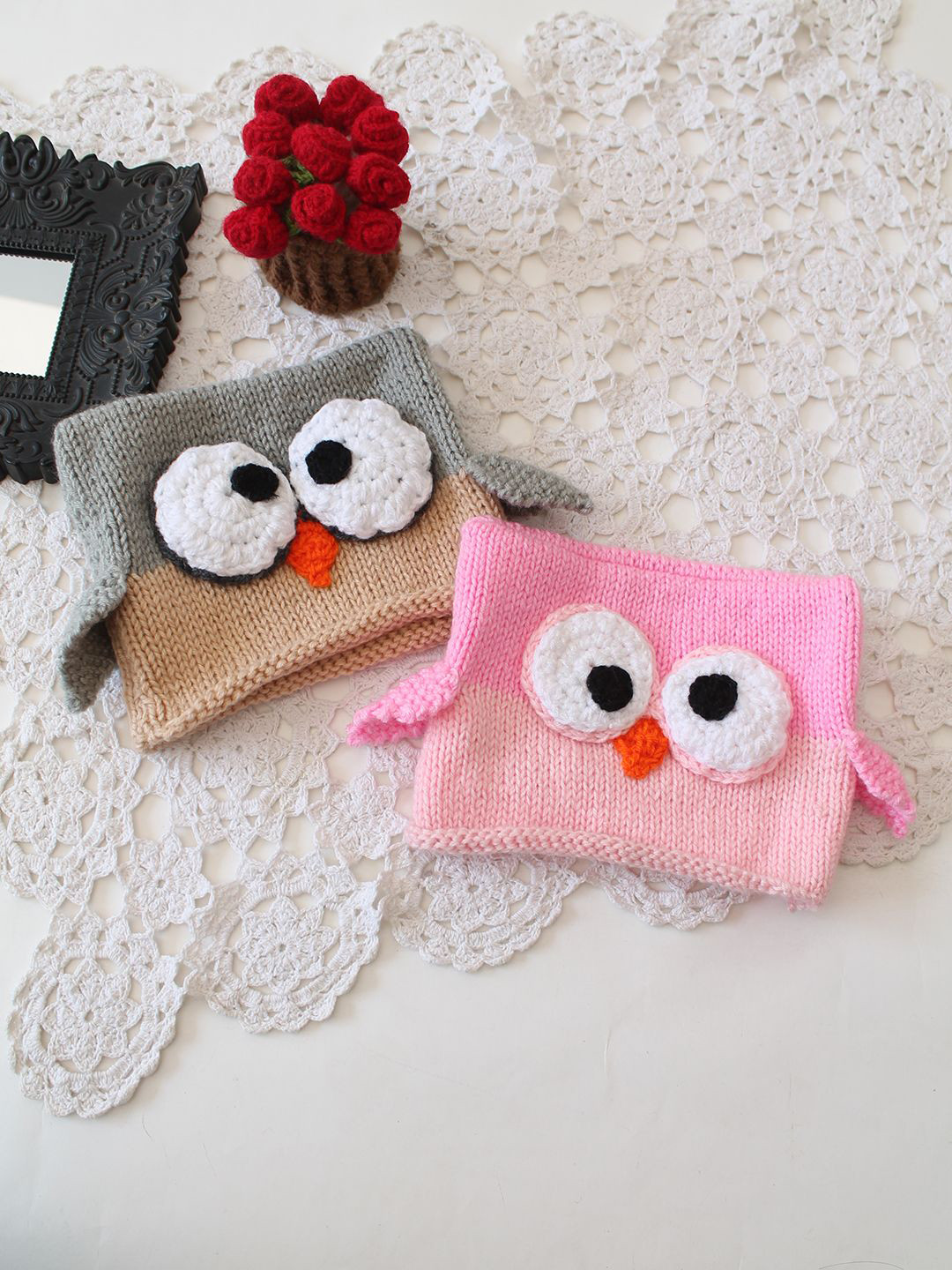 Woonie Kids Pack of 2 Embroidered Owl Beanie