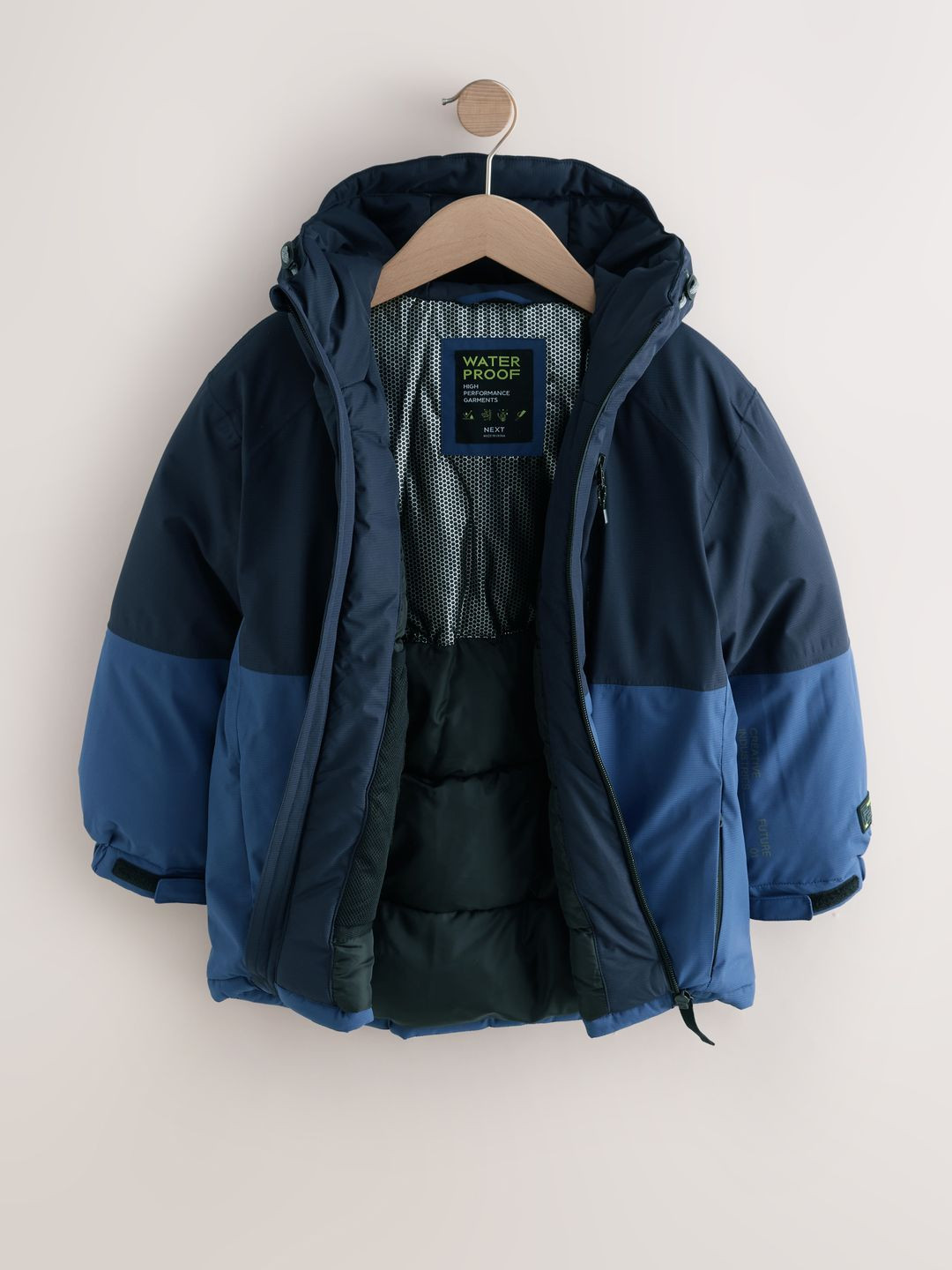 NEXT Boys Colourblocked Water-Resistant Hooded Padded Jacket