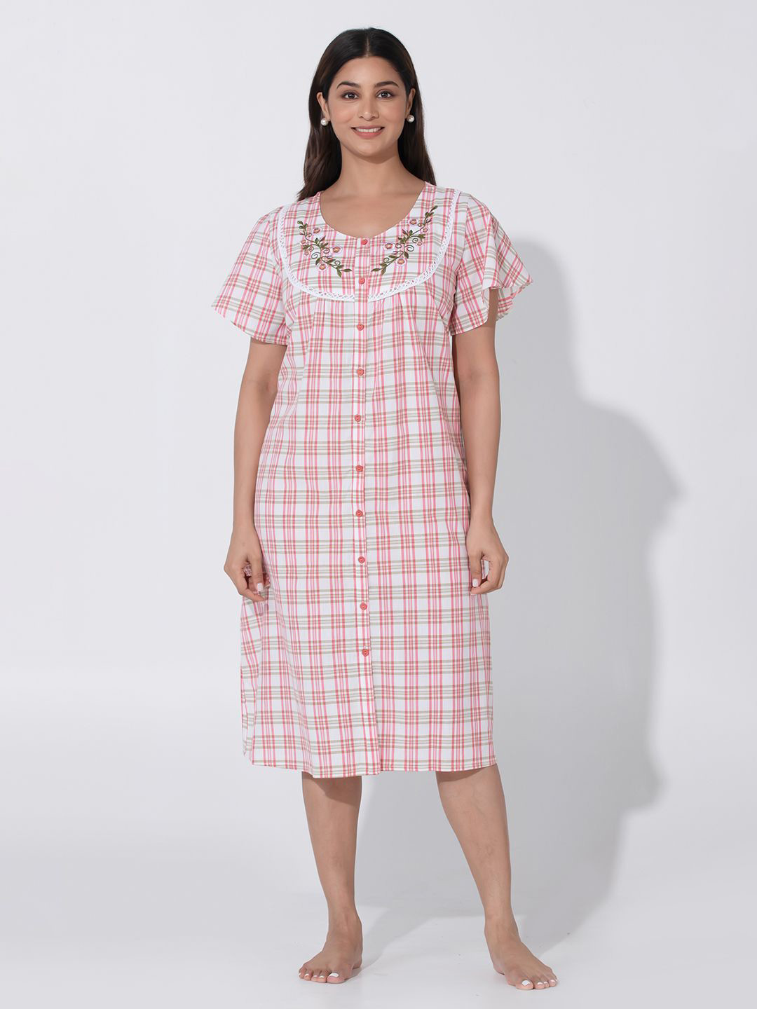 Maybell Checked T-shirt Nightdress