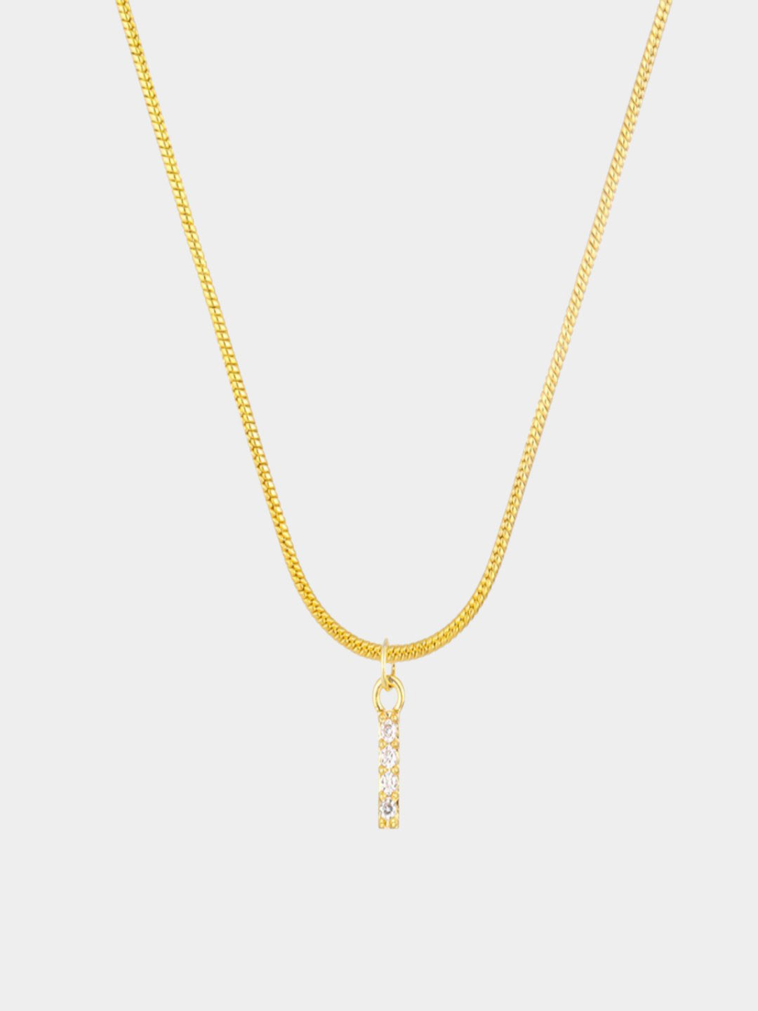 AQUASTREET 18K Gold Plated Anti-Tarnish Zircon Initial Letter I Pendant Necklace