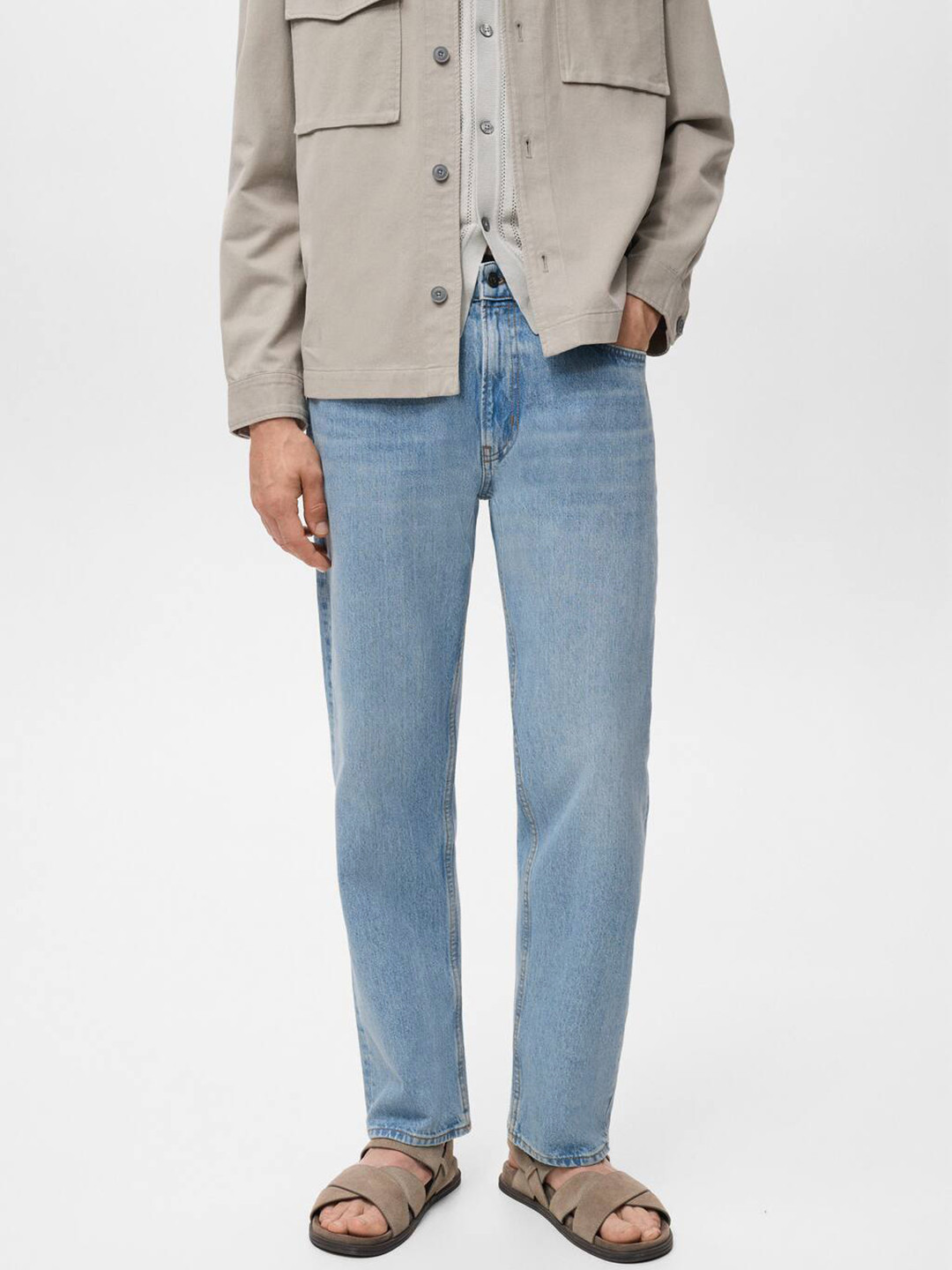 MANGO MAN Straight Fit Mid-Rise Jeans