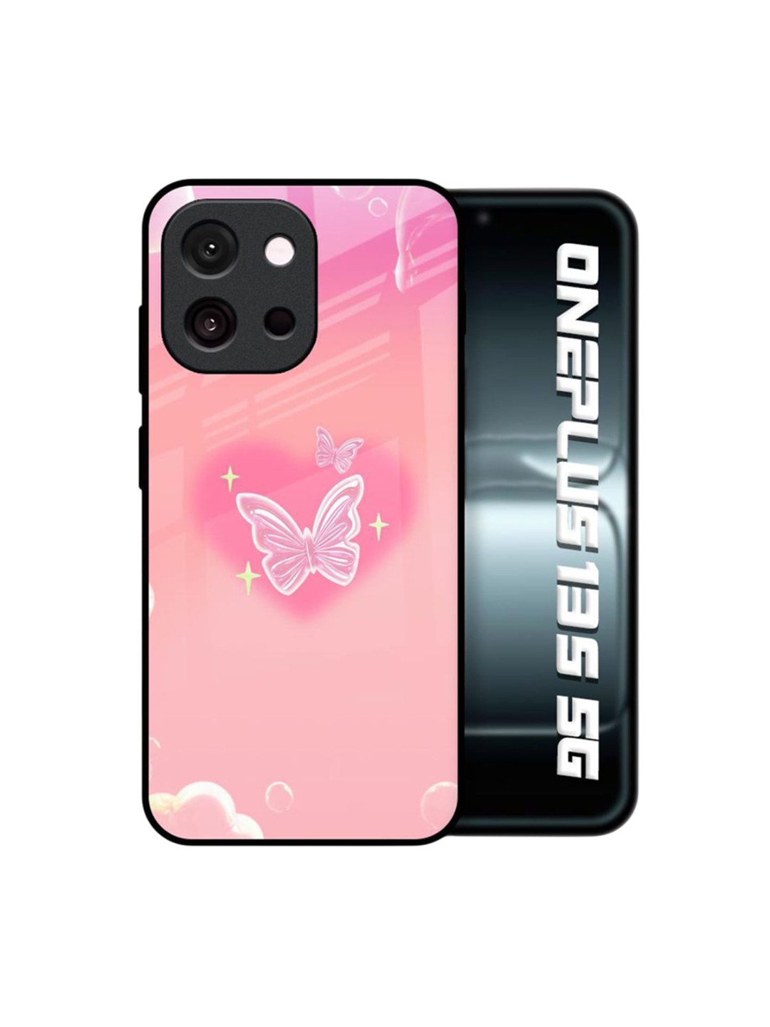 QRIOH Fluttering Bliss Printed Glass Back Case for OnePlus 13s 5G