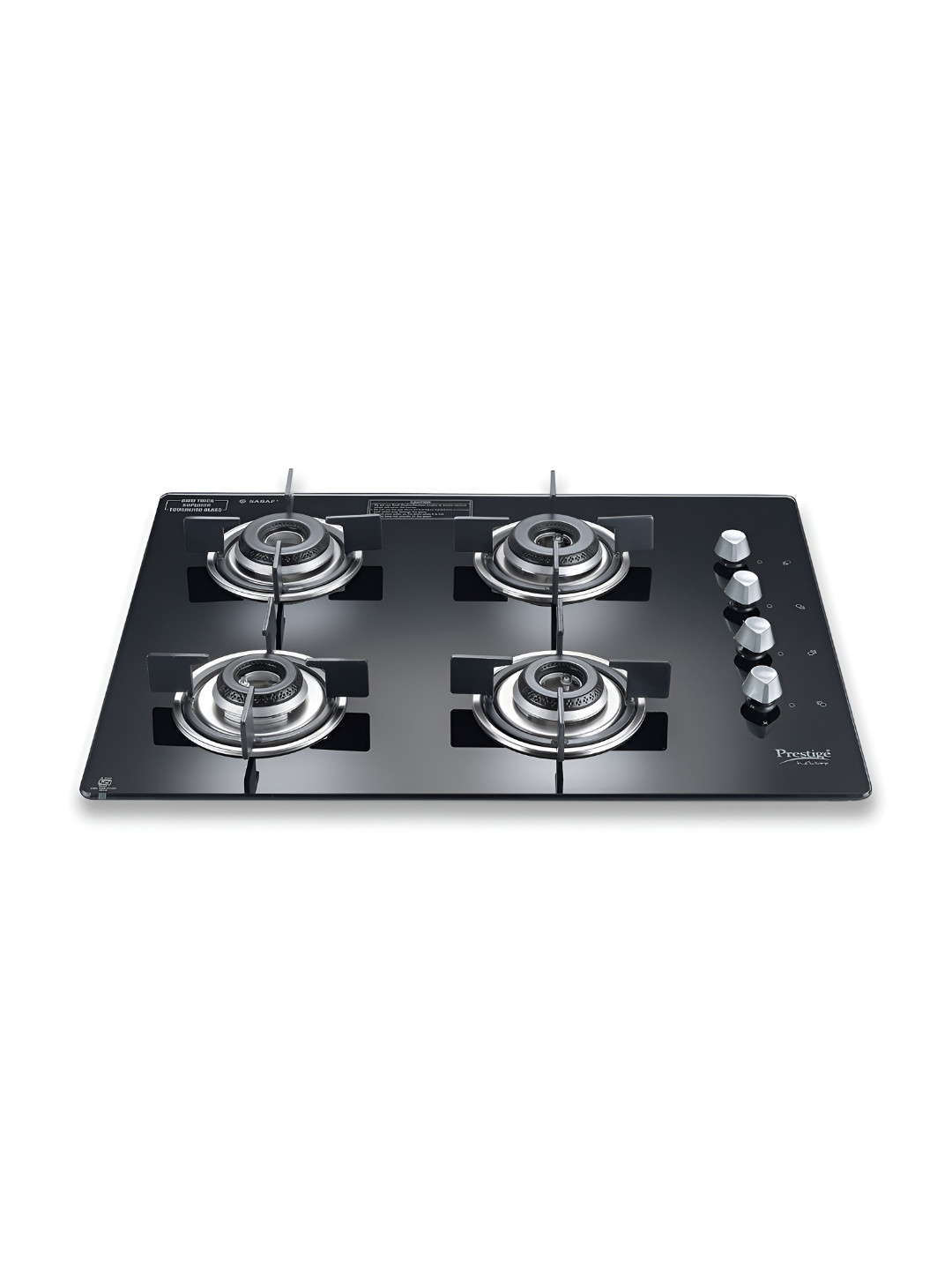 Prestige Marvella Hob Black & Grey Glass 4 Burners Auto Ignition Gas Stove
