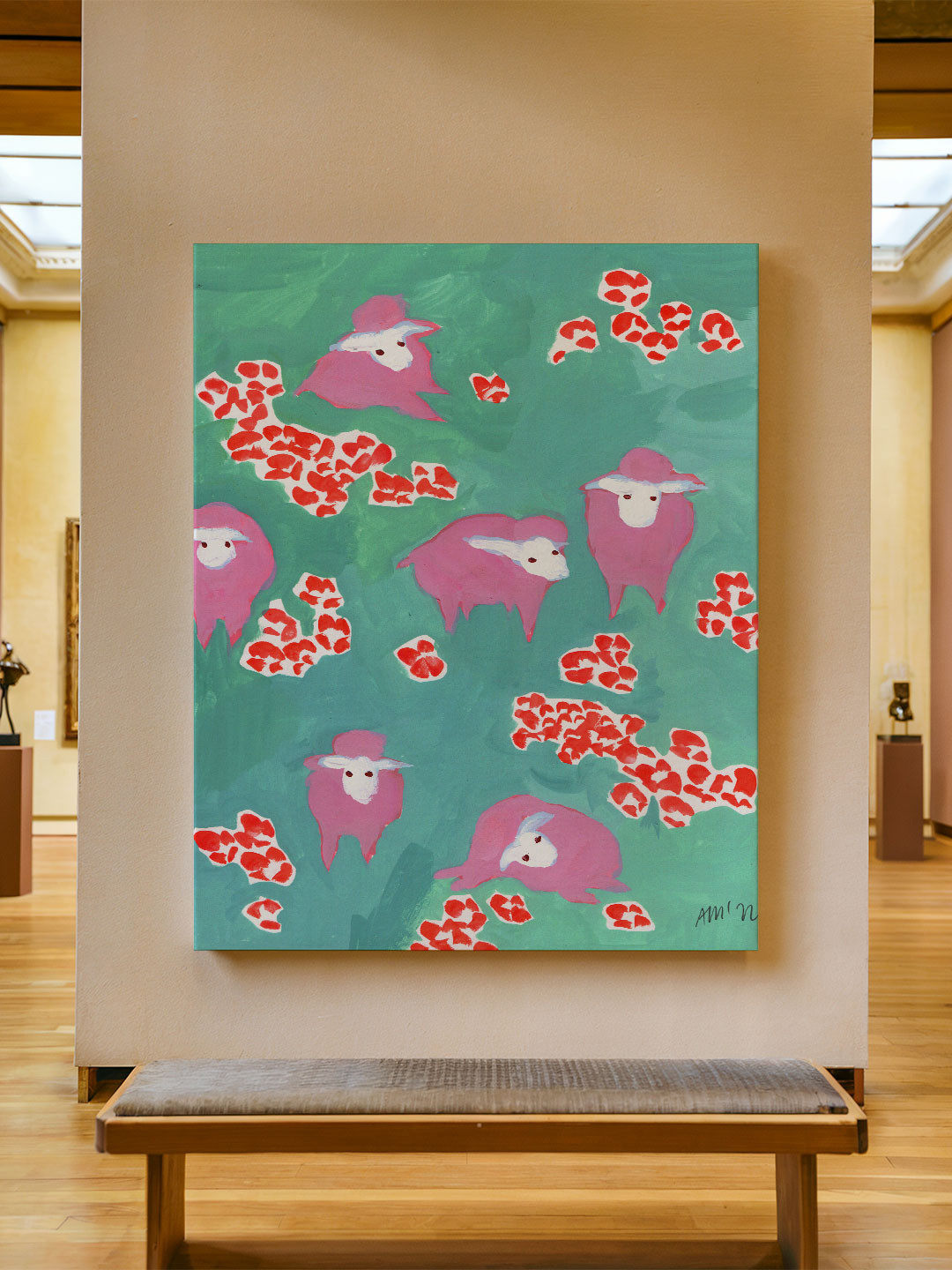 ASIAN MONK Multicoloured Wood Floral and Animals Wall Art