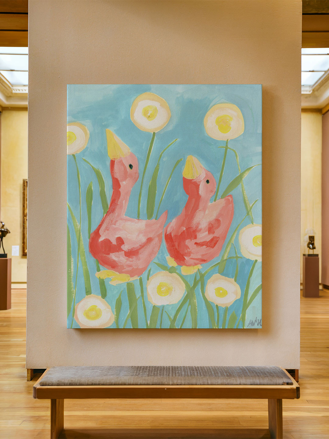 ASIAN MONK Floral Gees Wood Wall Art