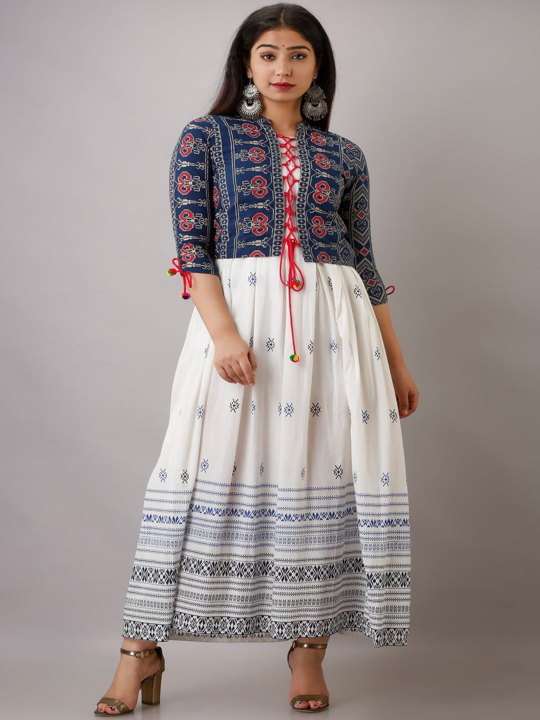 ftDiva Floral Printed Anarkali Ethnic Dress With jacket