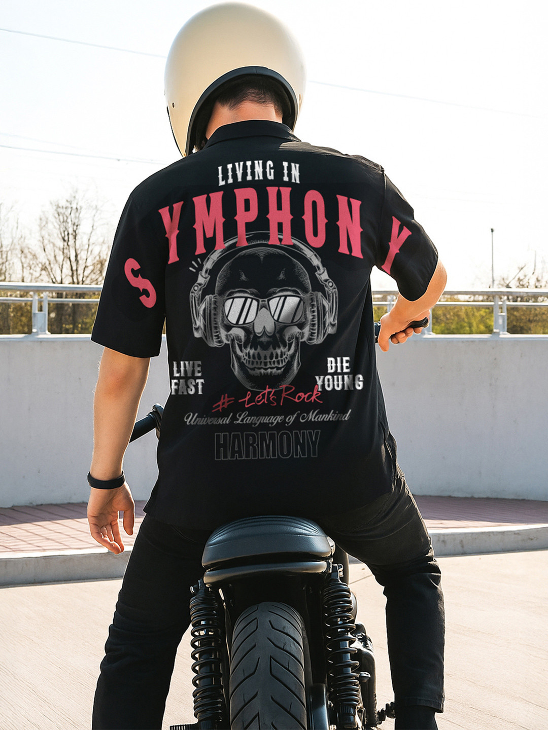 Bewakoof Men's Jet Black Graphic Printed Oversized Shirt