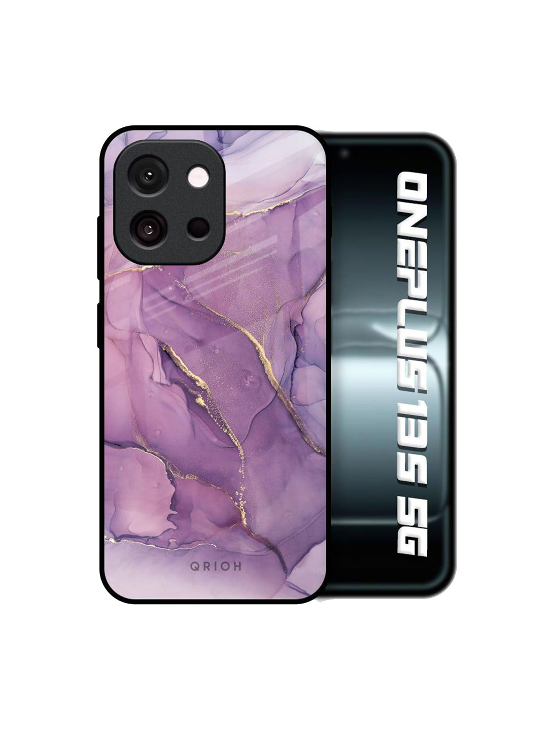 QRIOH Purple Gold Marble Glass Case for OnePlus 13s 5G