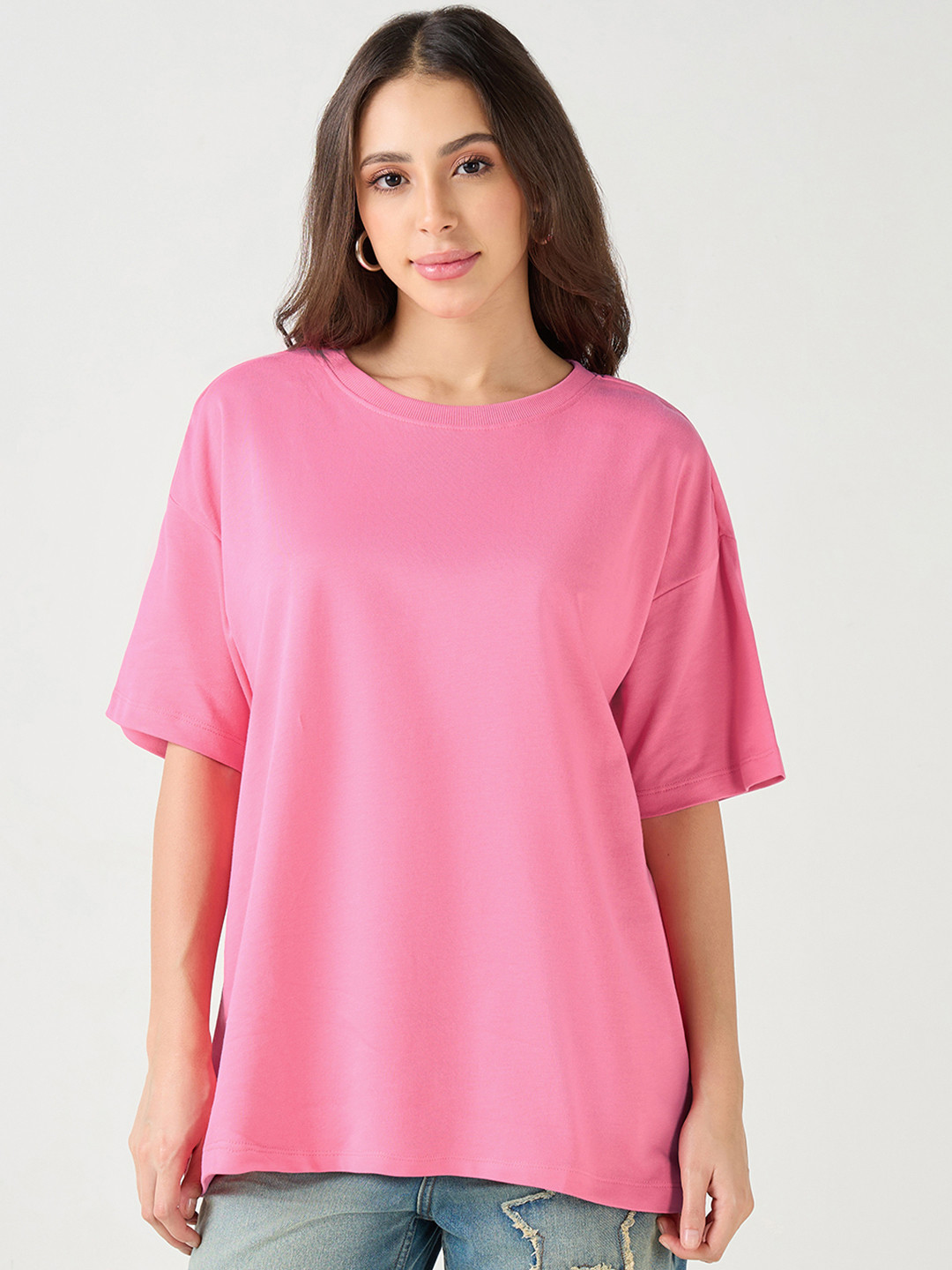 Bewakoof Heavy Duty 1.0 Women Pink Oversized T-shirt